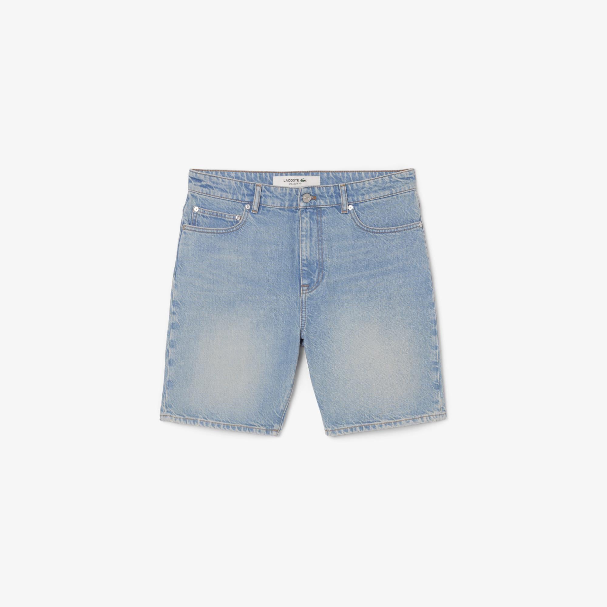Lacoste Erkek Straight Fit Organik Pamuk Mavi Bermuda Şort
