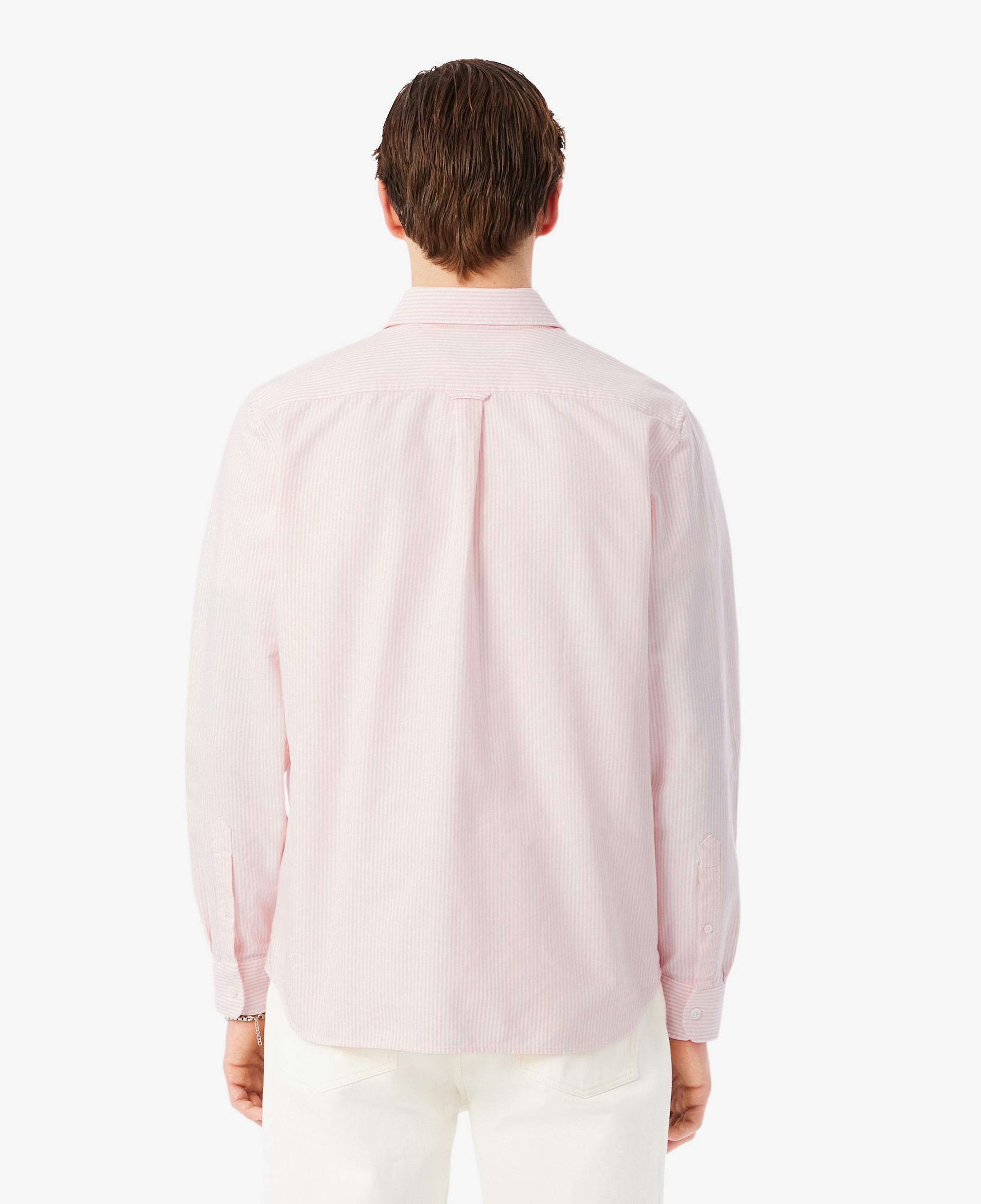 Lacoste Oxford Erkek Regular Fit Çizgili Pembe Gömlek