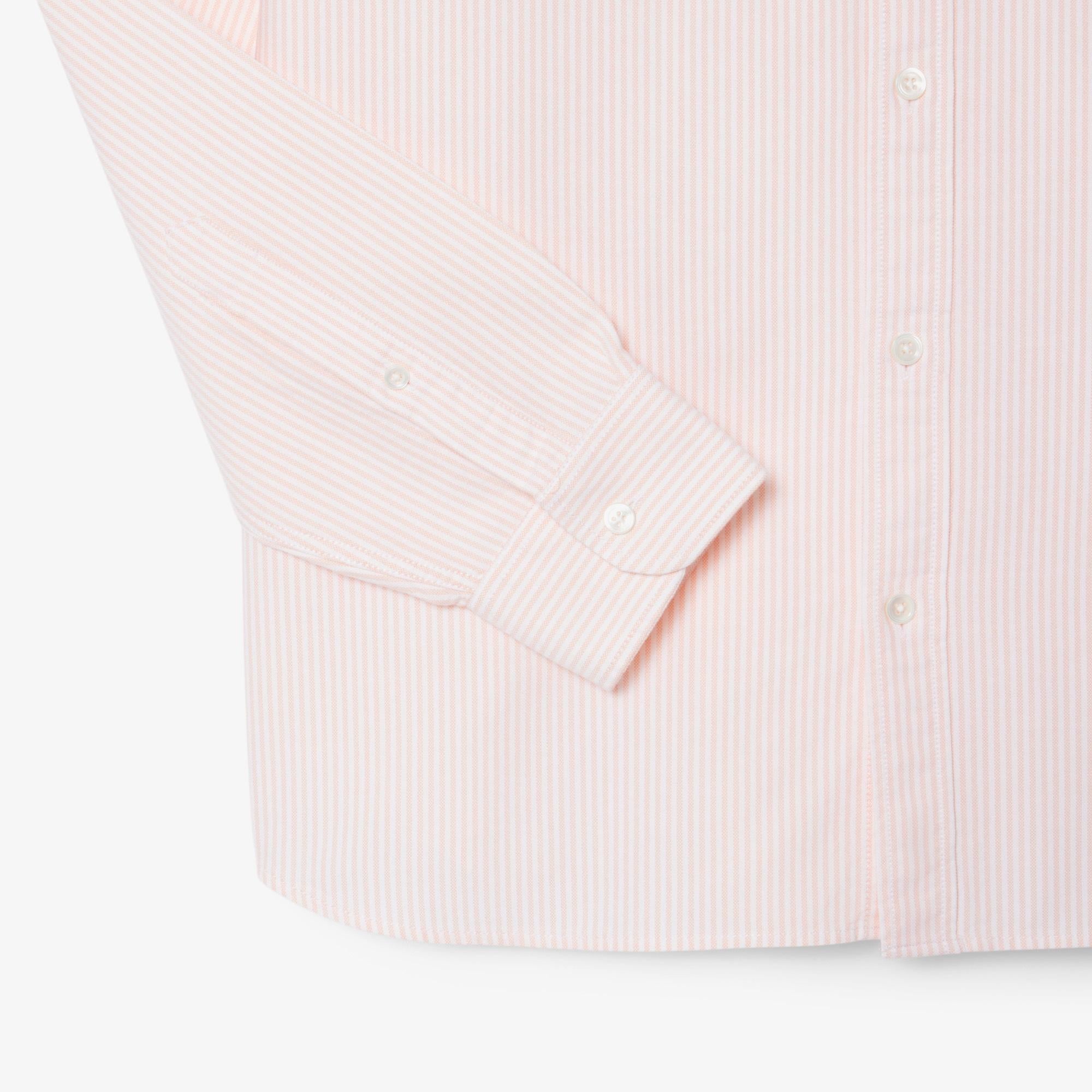 Lacoste Oxford Erkek Regular Fit Çizgili Pembe Gömlek