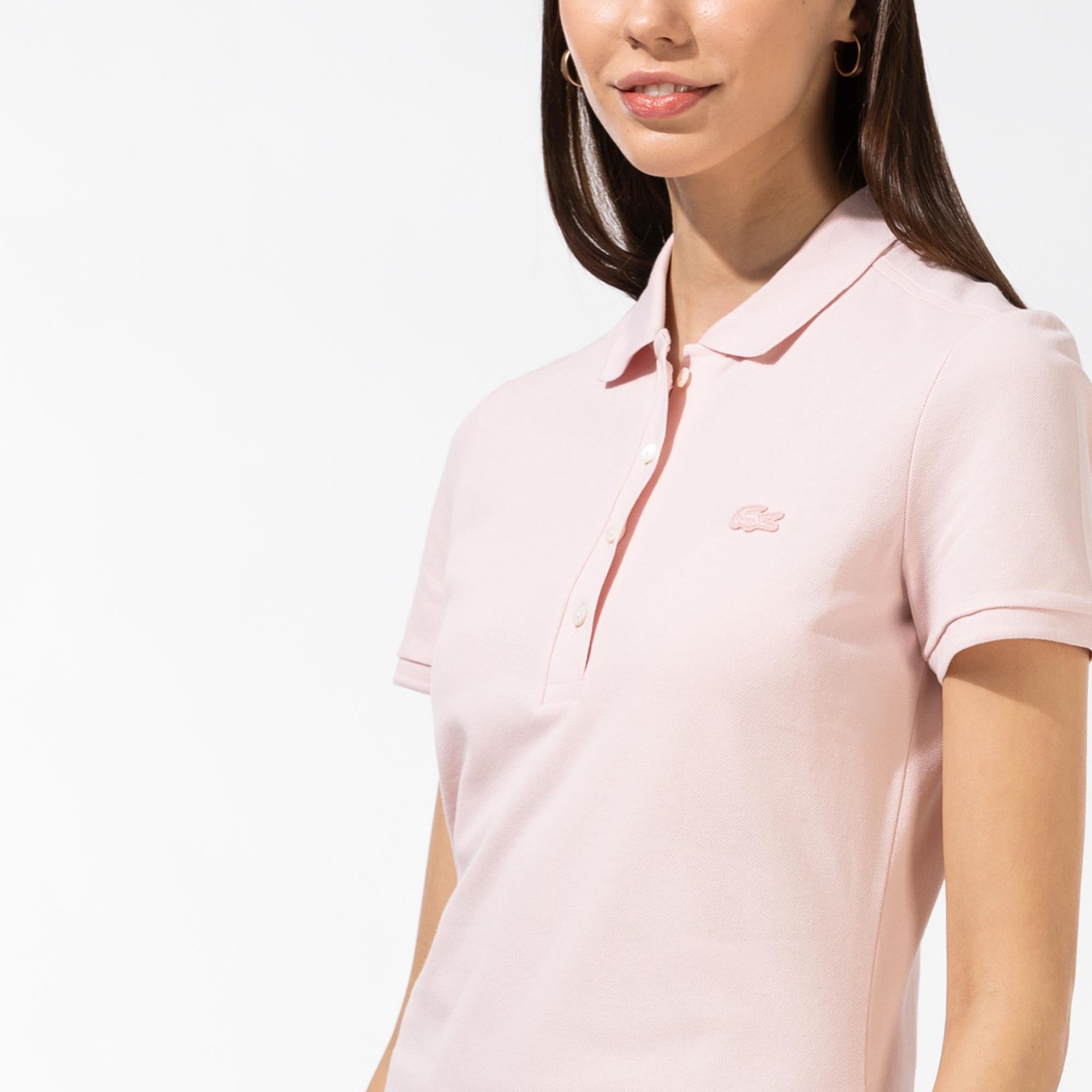 Lacoste Kadın Slim Fit Kısa Kollu Polo Yaka Pembe Elbise