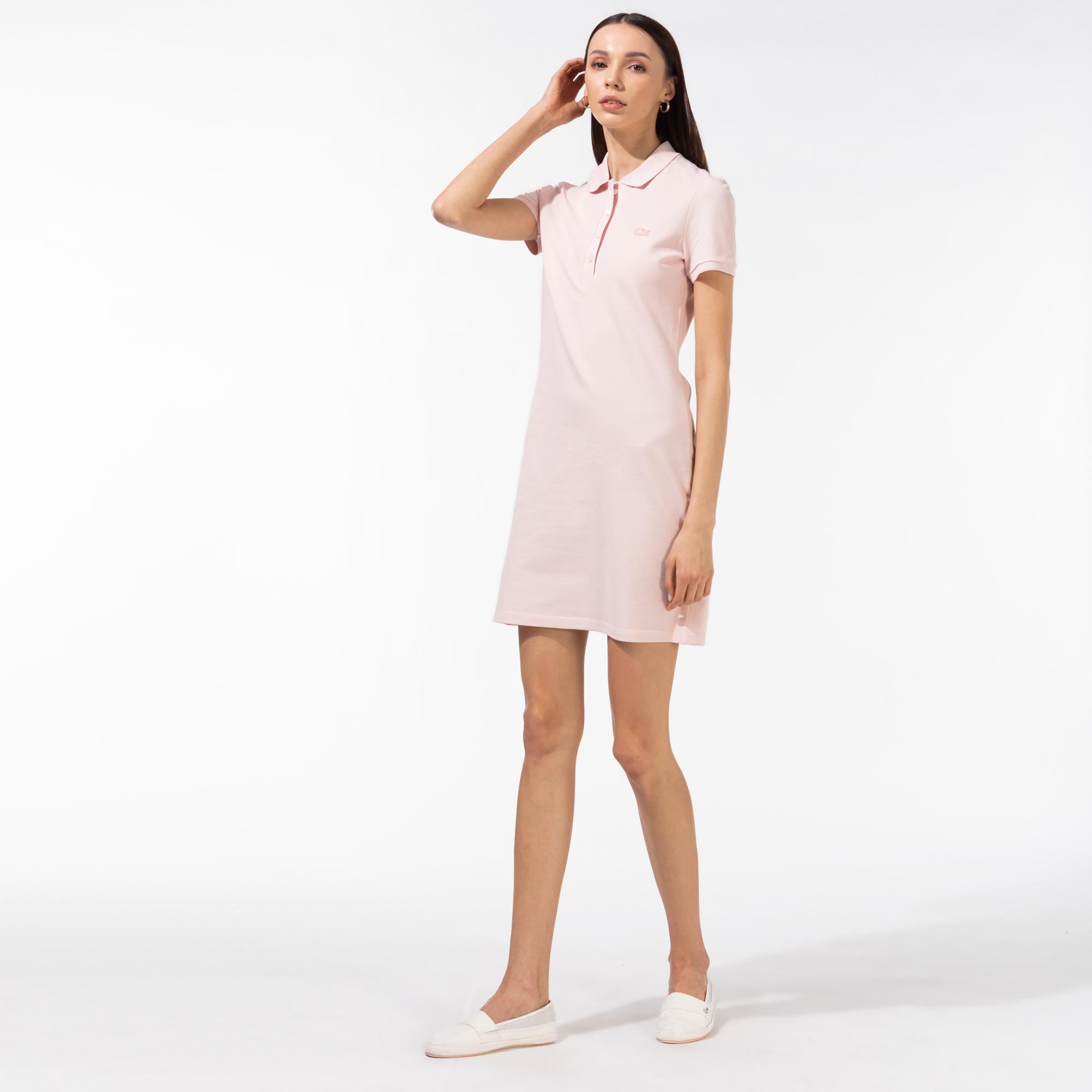 Lacoste Kadın Slim Fit Kısa Kollu Polo Yaka Pembe Elbise