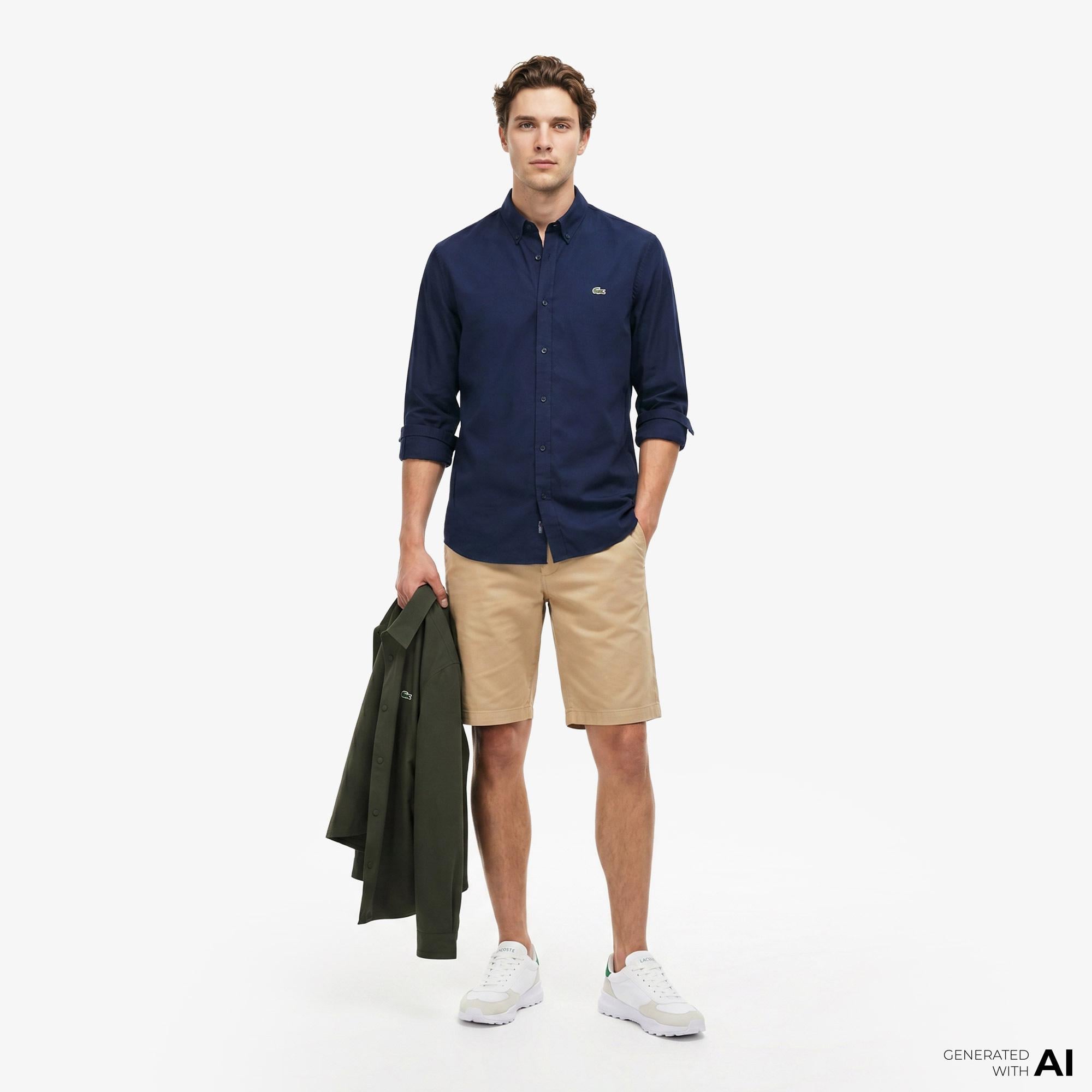 Lacoste Erkek Regular Fit Düğmeli Yaka Lacivert Gömlek