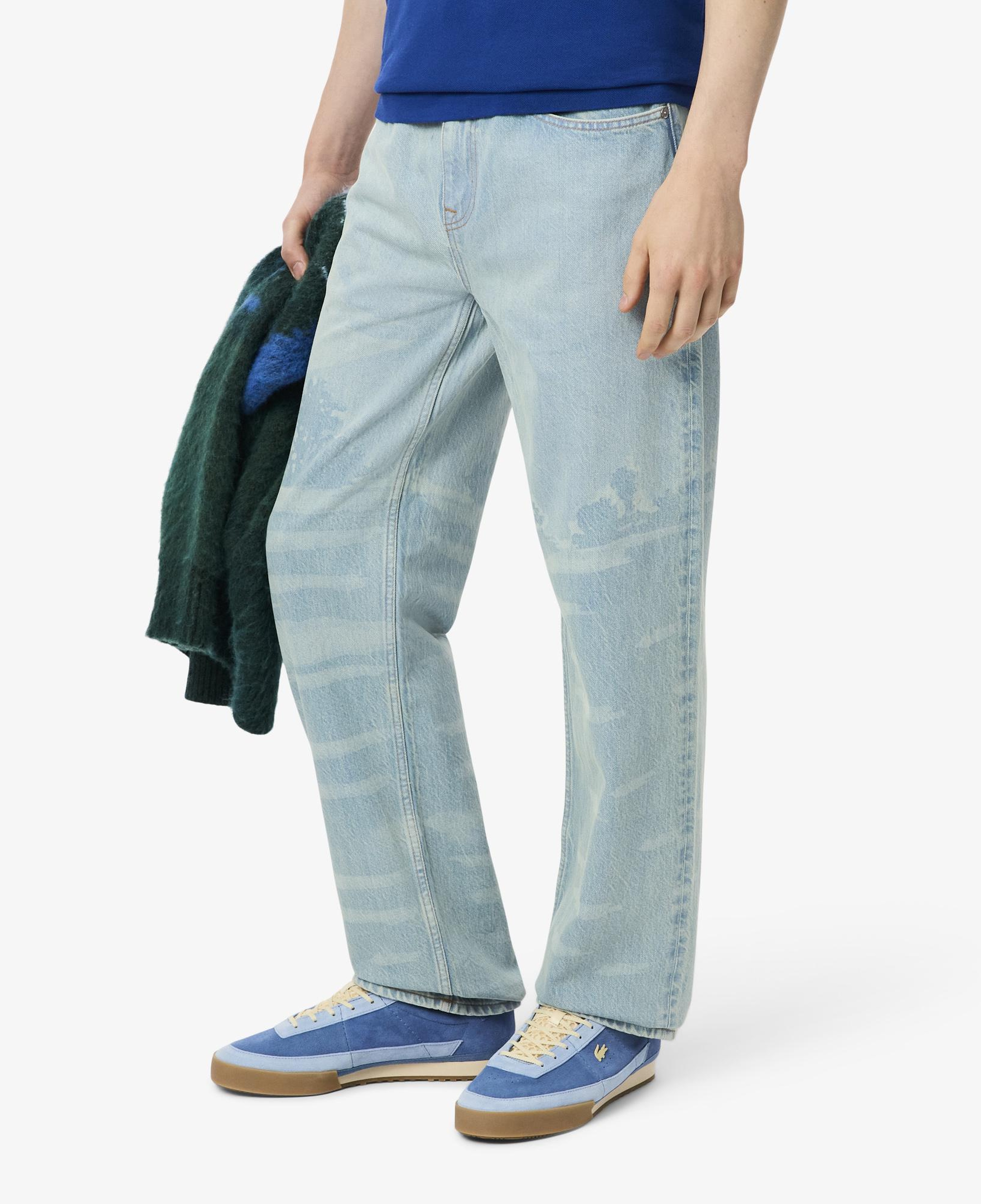 Lacoste Erkek Straight Fit Baskılı Mavi Jean Pantolon