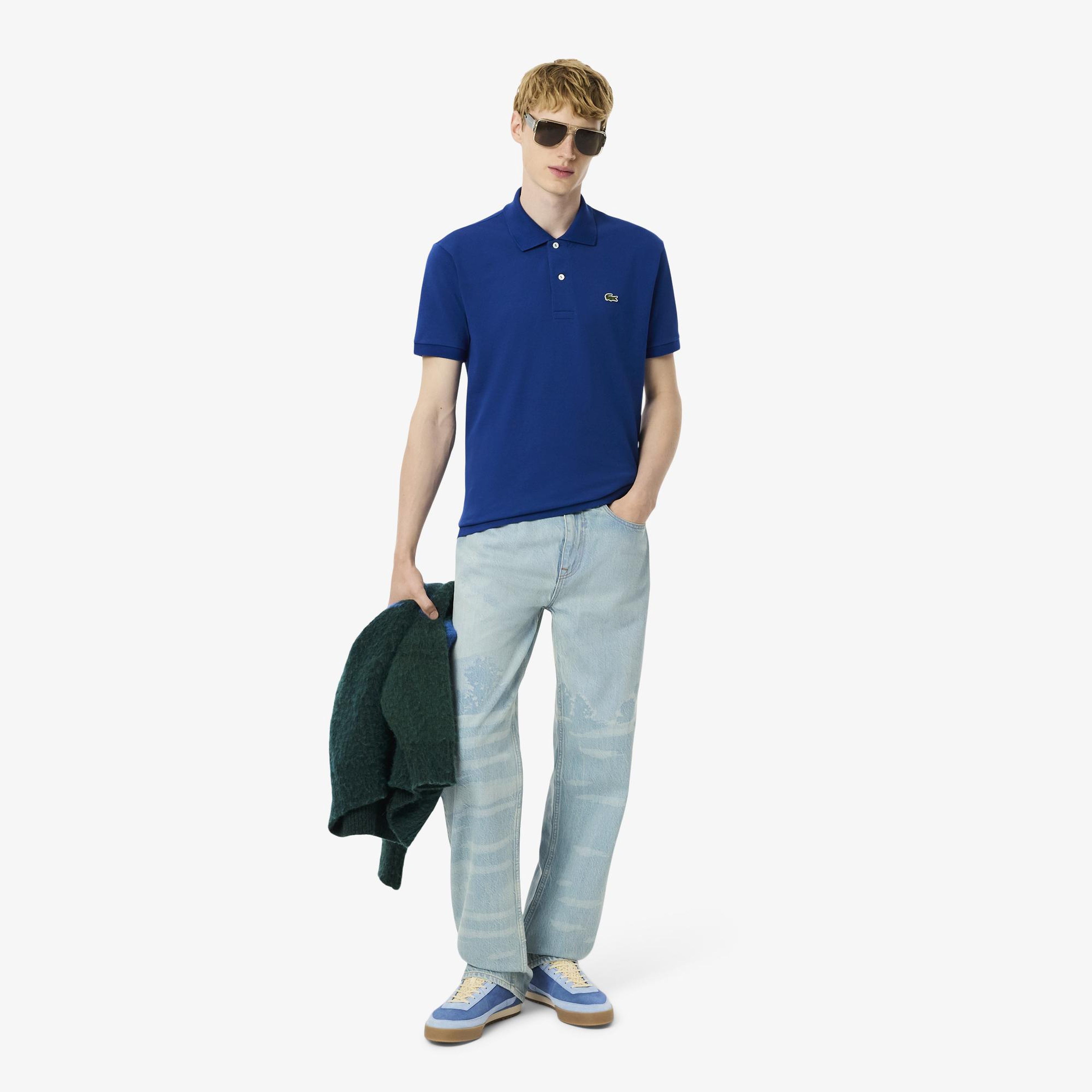 Lacoste Erkek Straight Fit Baskılı Mavi Jean Pantolon