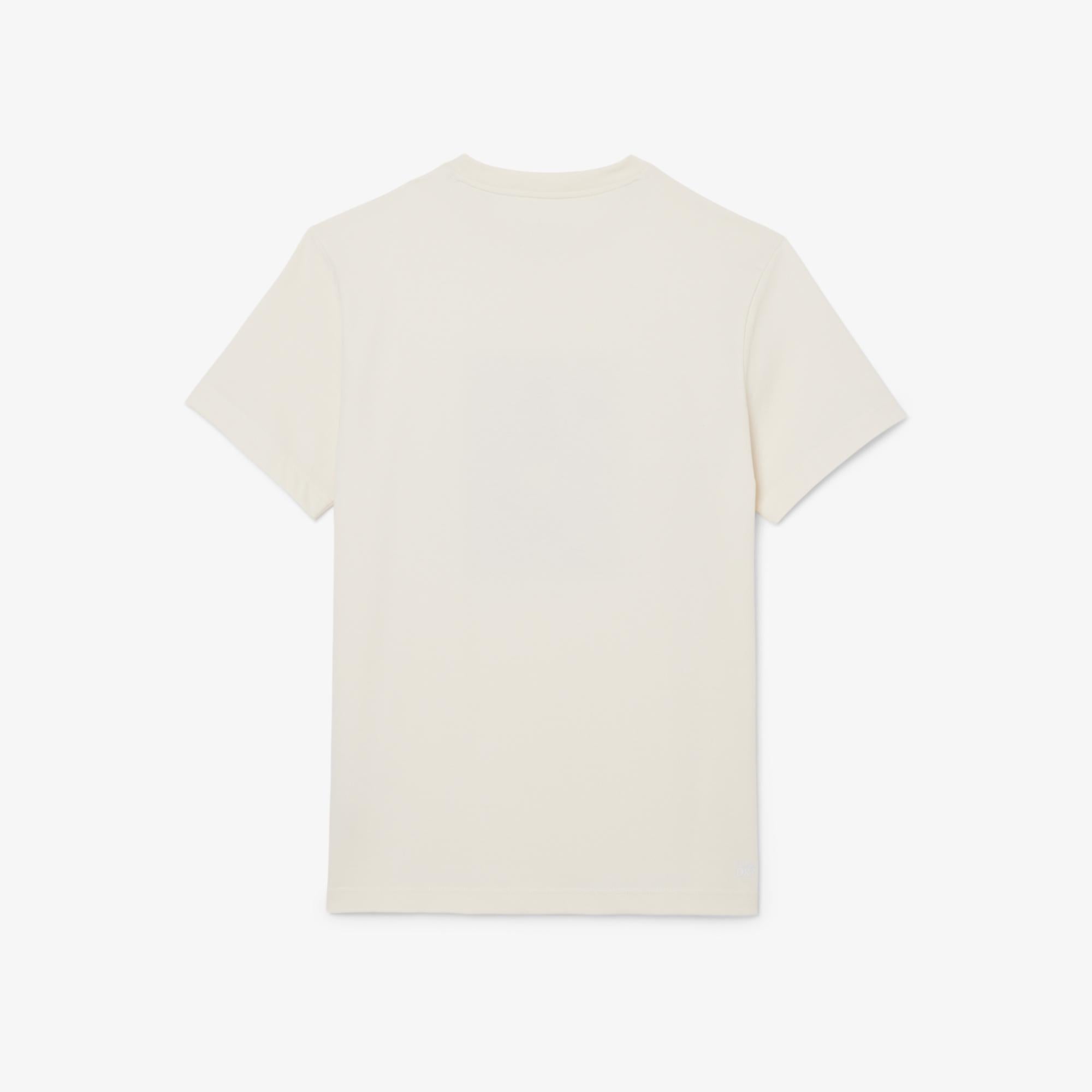 Lacoste Erkek Regular Fit Bisiklet Yaka Baskılı Krem T-Shirt