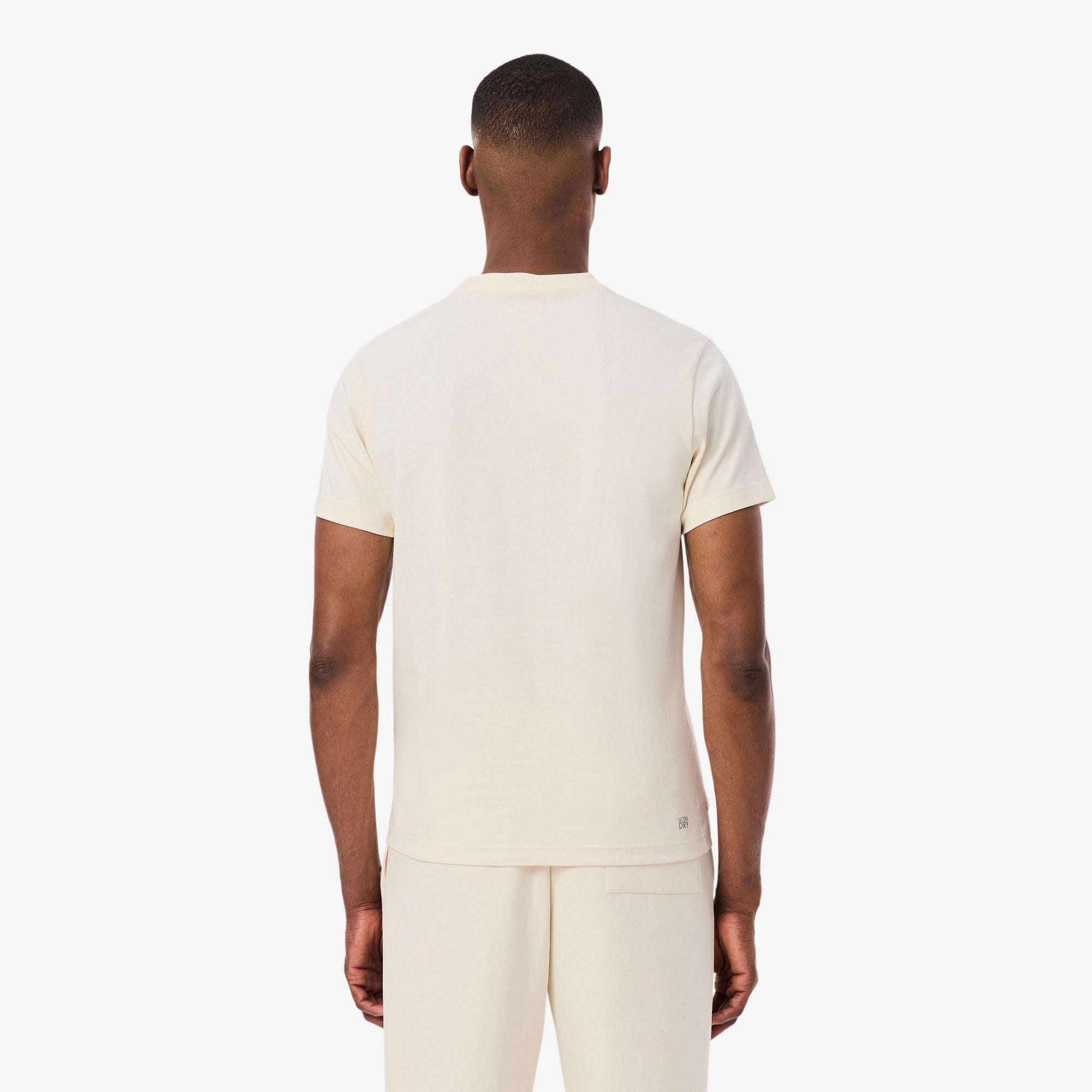 Lacoste Erkek Regular Fit Bisiklet Yaka Baskılı Krem T-Shirt
