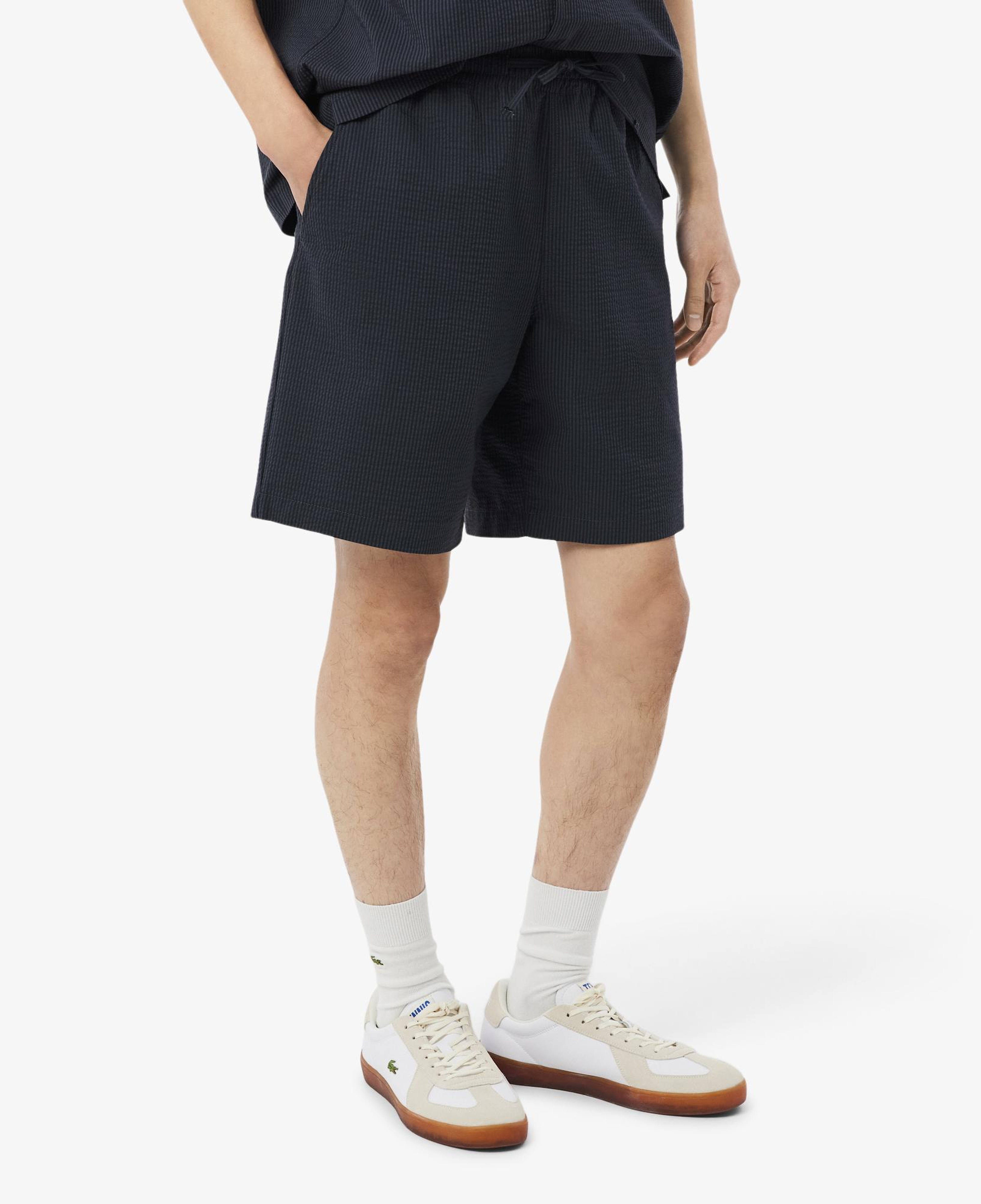 Lacoste Erkek Relaxed Fit Çizgili Siyah Şort