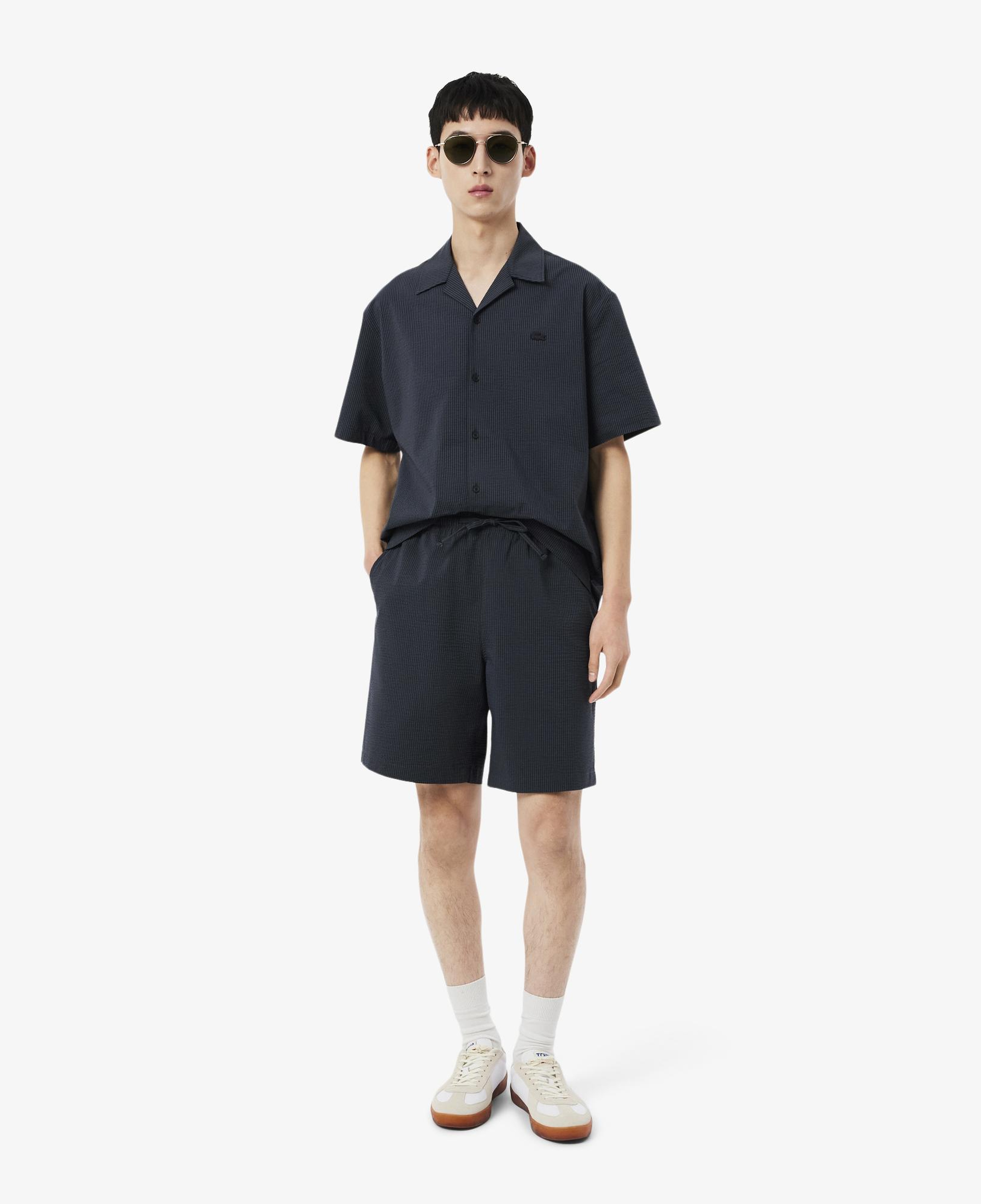 Lacoste Erkek Relaxed Fit Çizgili Siyah Şort