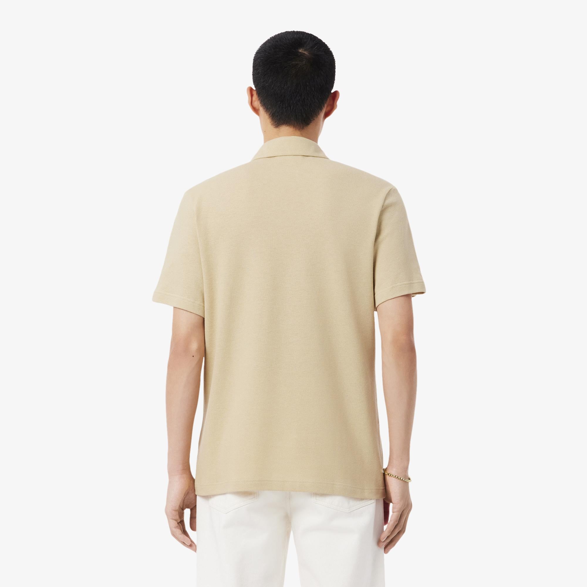 Erkek Classic Fit Keten Bej Polo