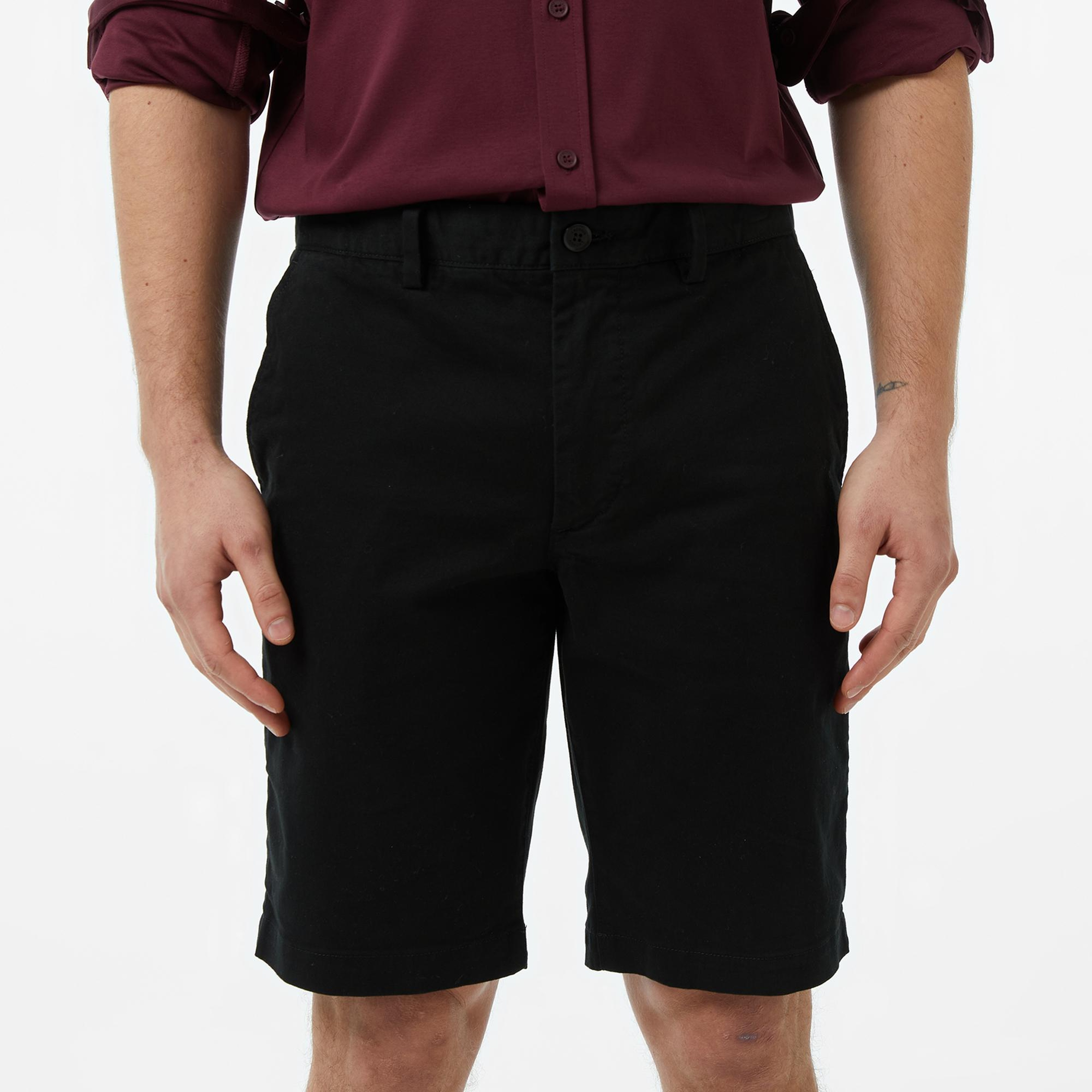Erkek Slim Fit Siyah Bermuda Şort
