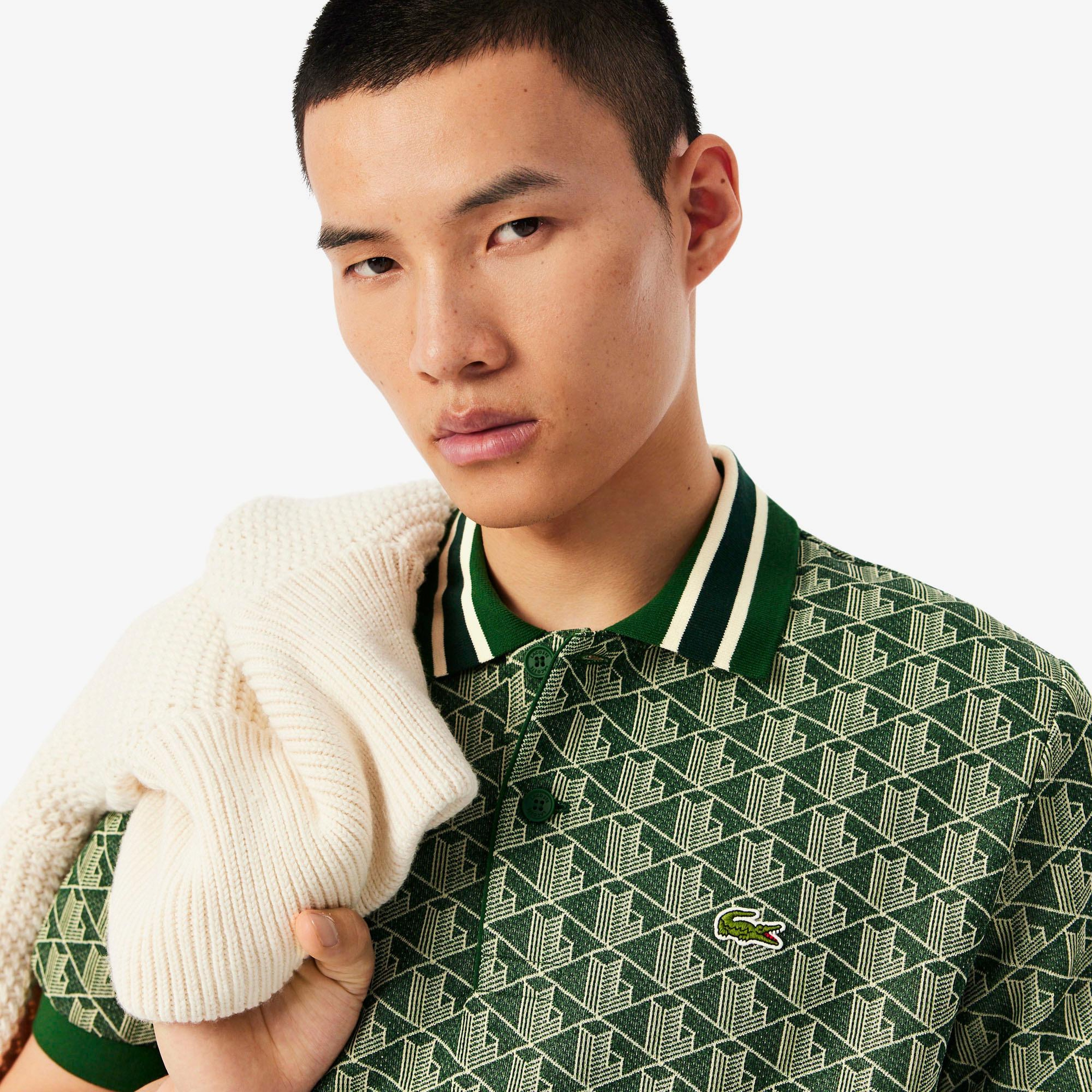 Lacoste Erkek Classic Fit Monogram Yeşil Polo