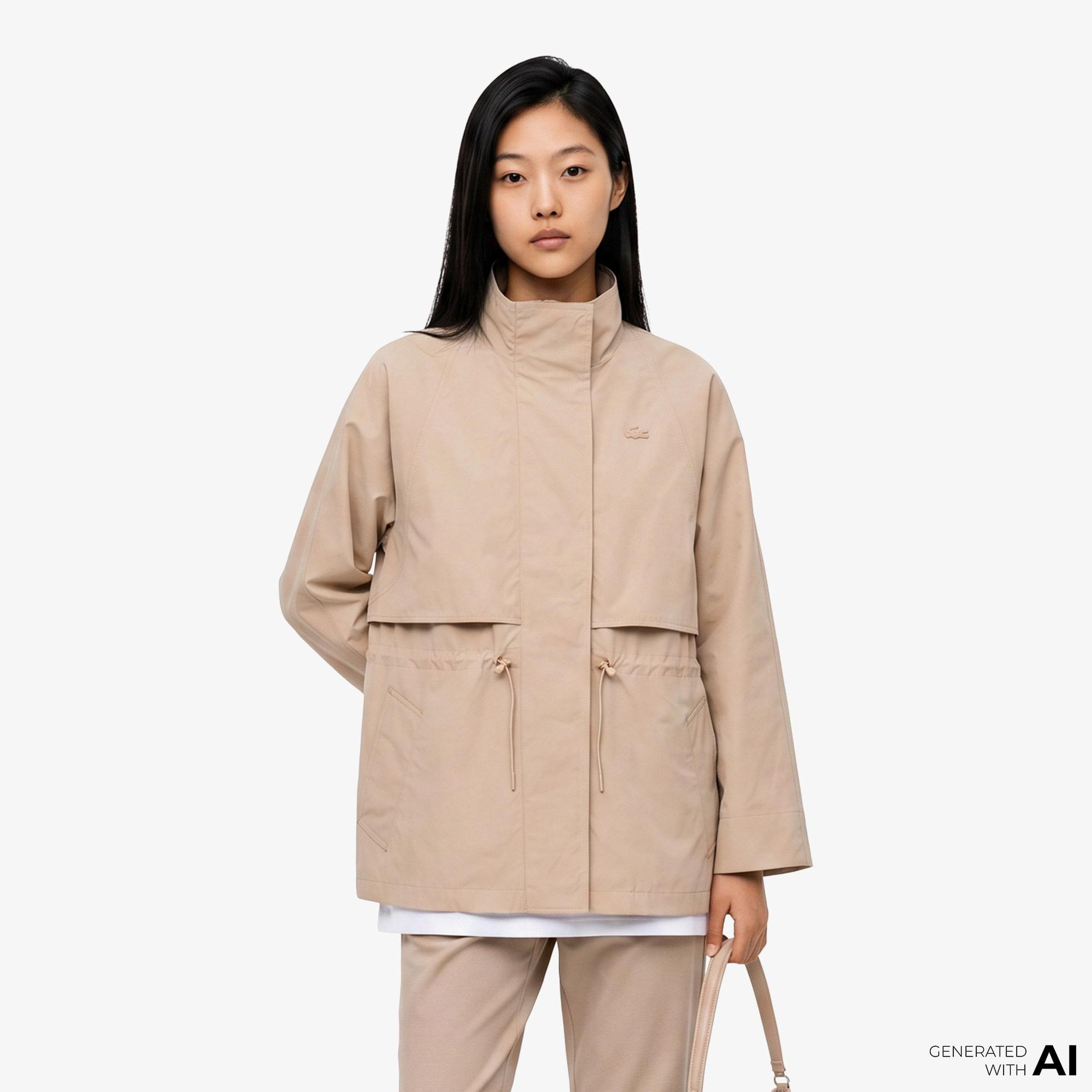 Lacoste Kadın Oversize Fit Bej Ceket