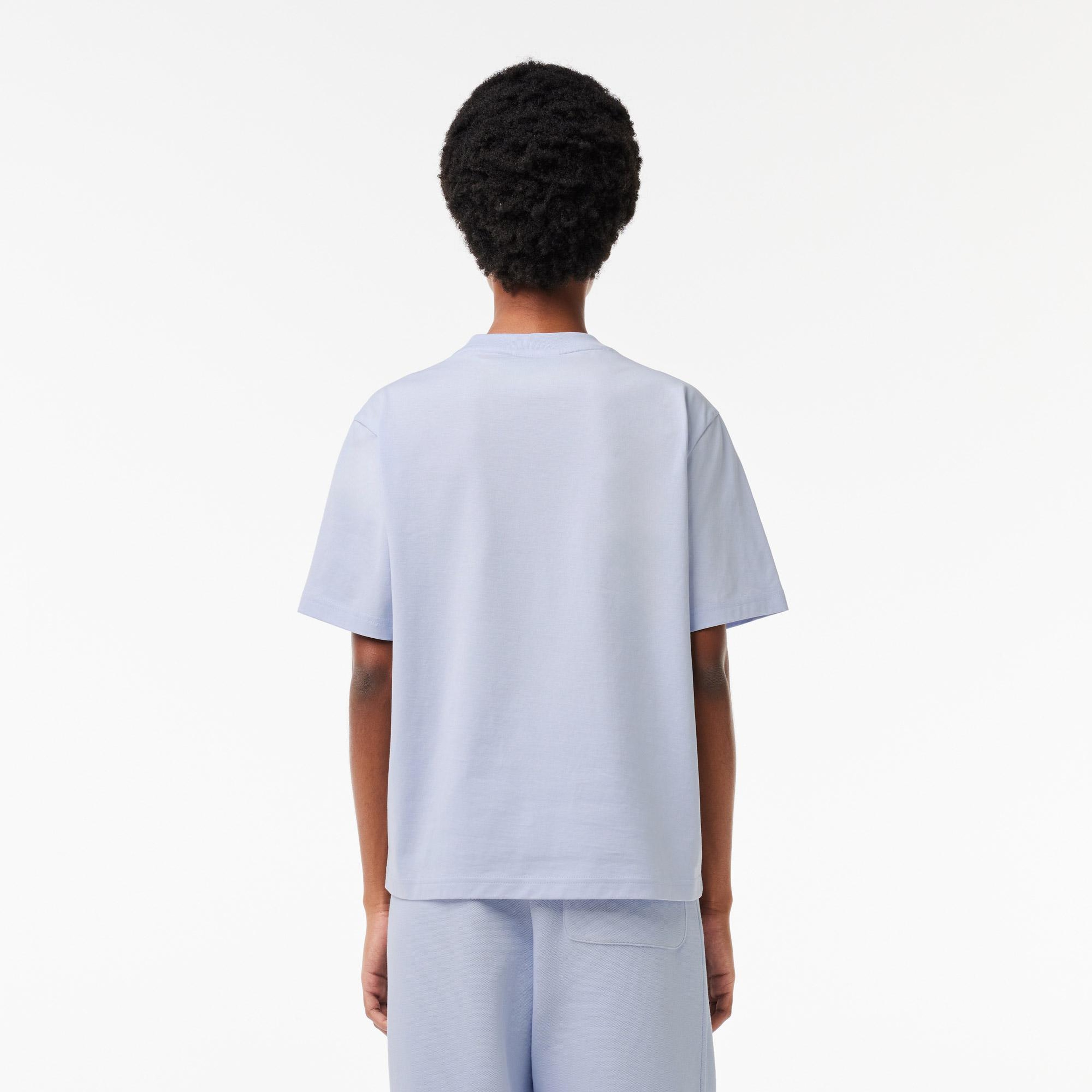 Kadın Relaxed Fit Bisiklet Yaka Mavi T-Shirt