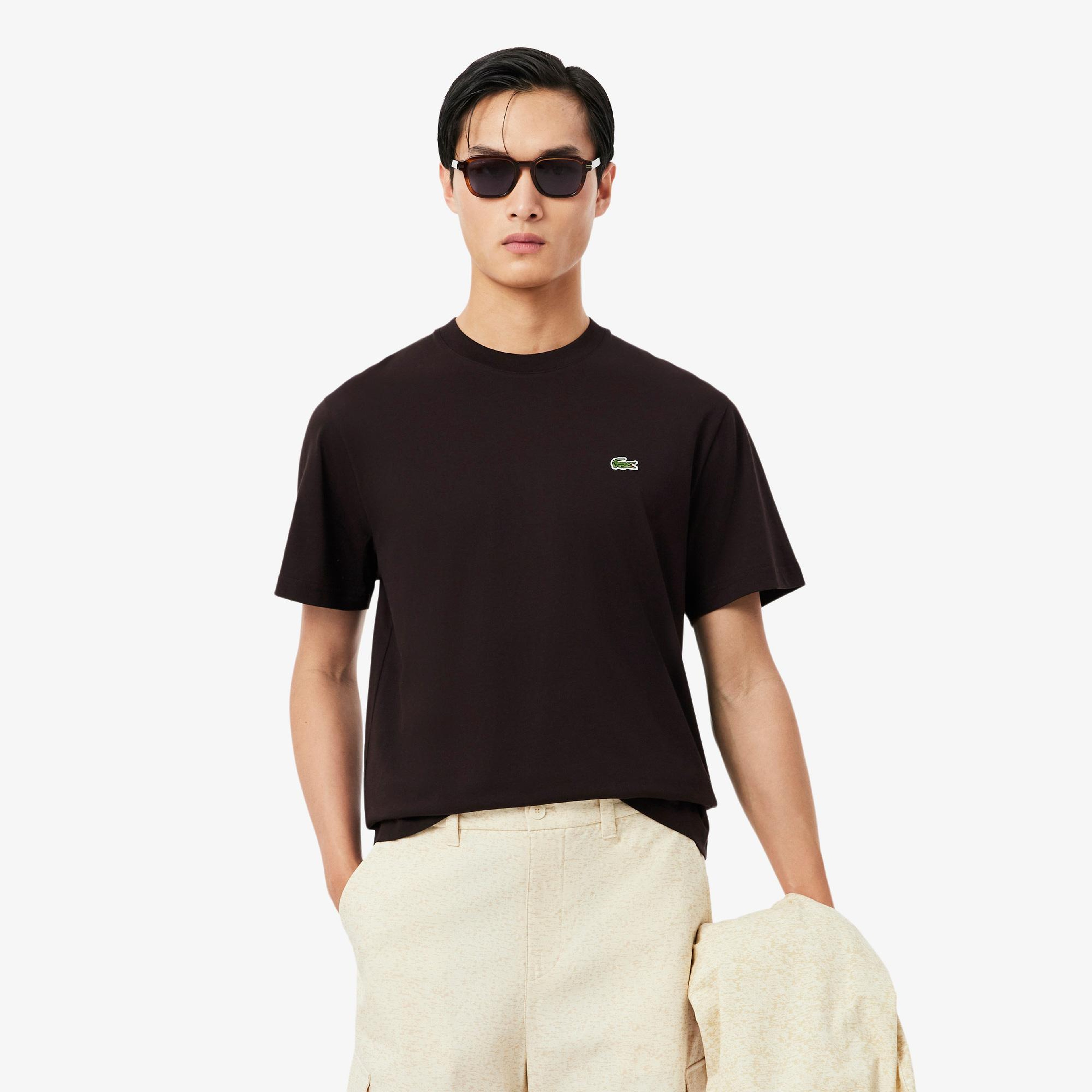 Erkek Classic Fit Bisiklet Yaka Kahverengi T-Shirt