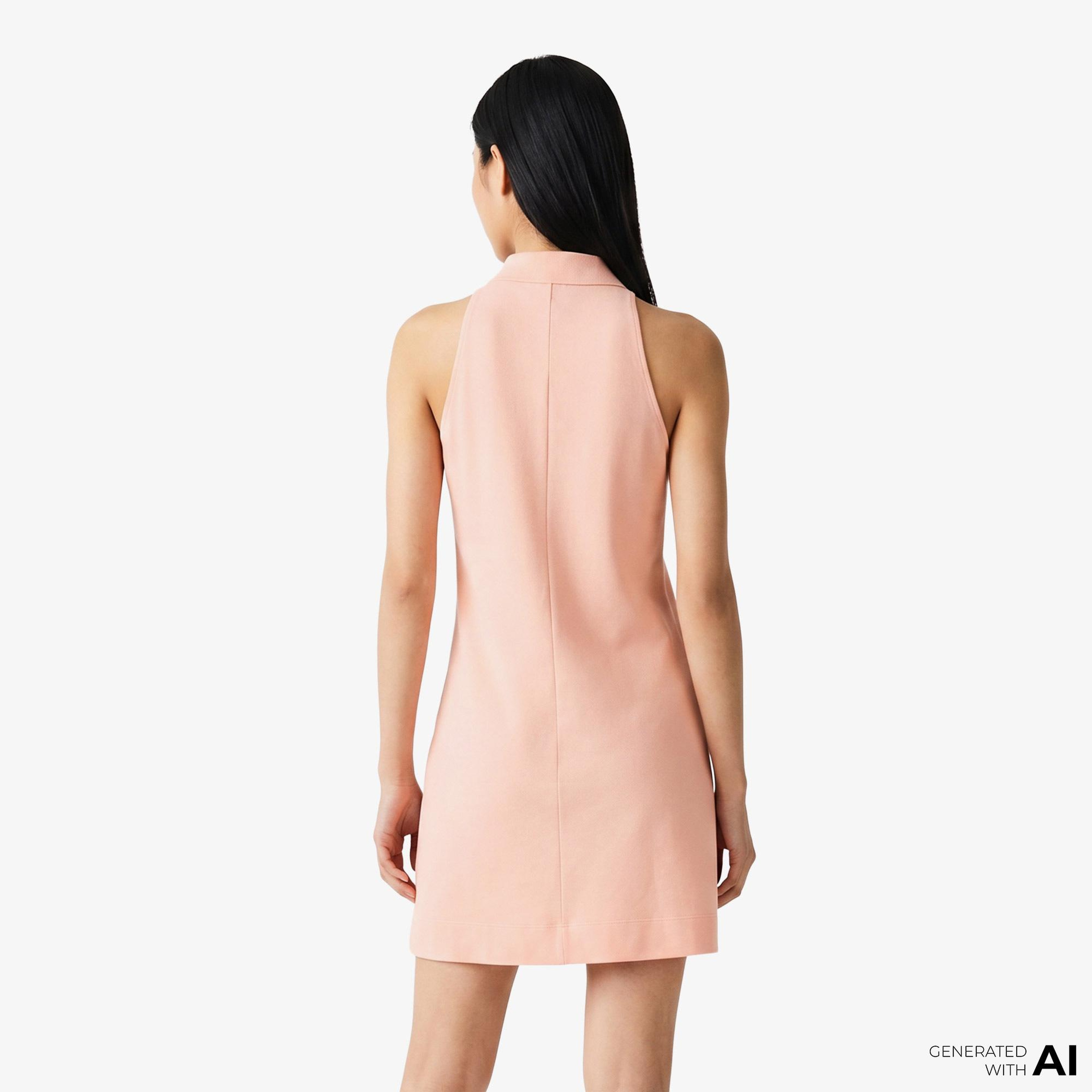 Lacoste Kadın Slim Fit Kolsuz Polo Yaka Pembe Elbise