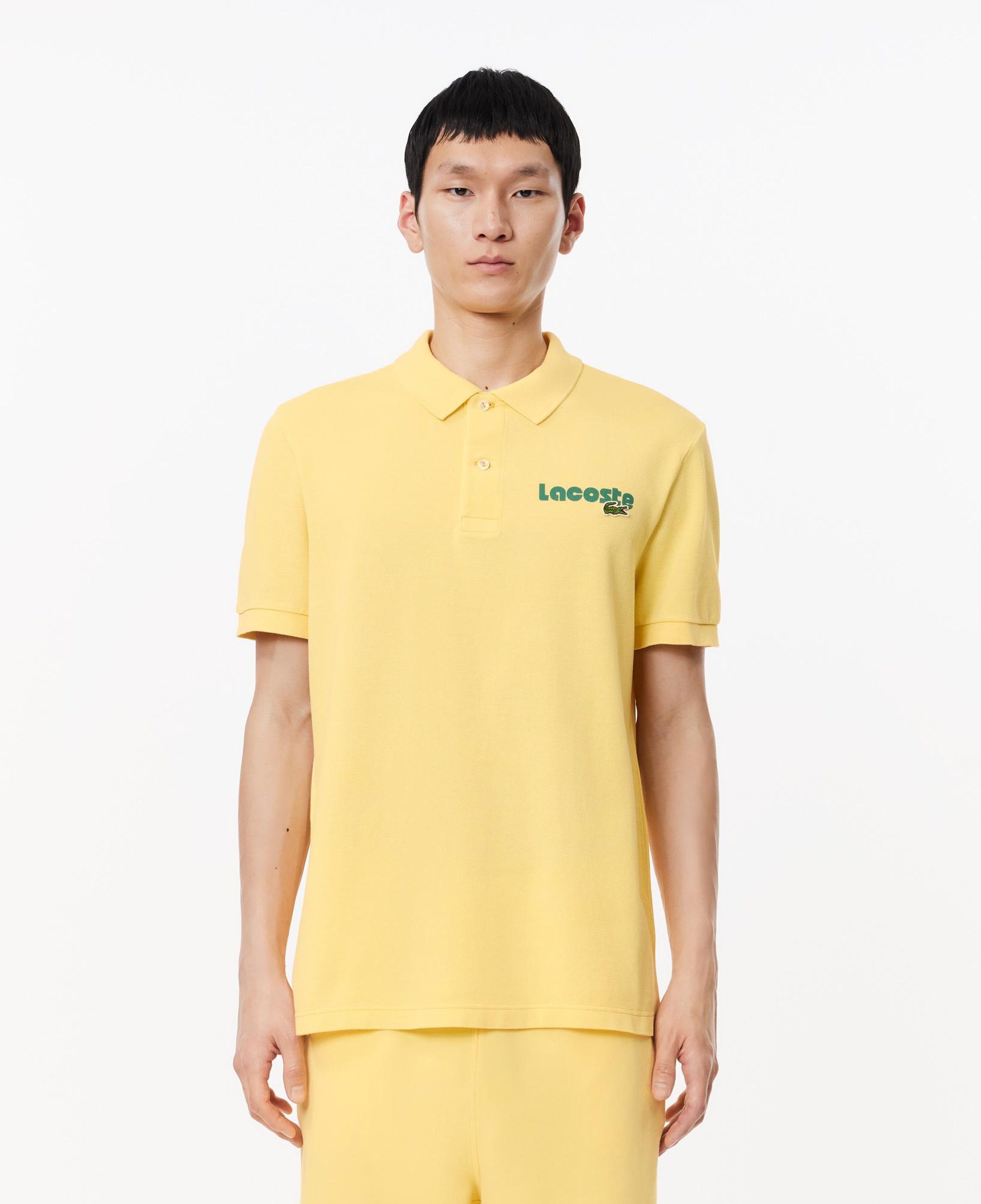 Erkek Regular Fit Baskılı Sarı Polo