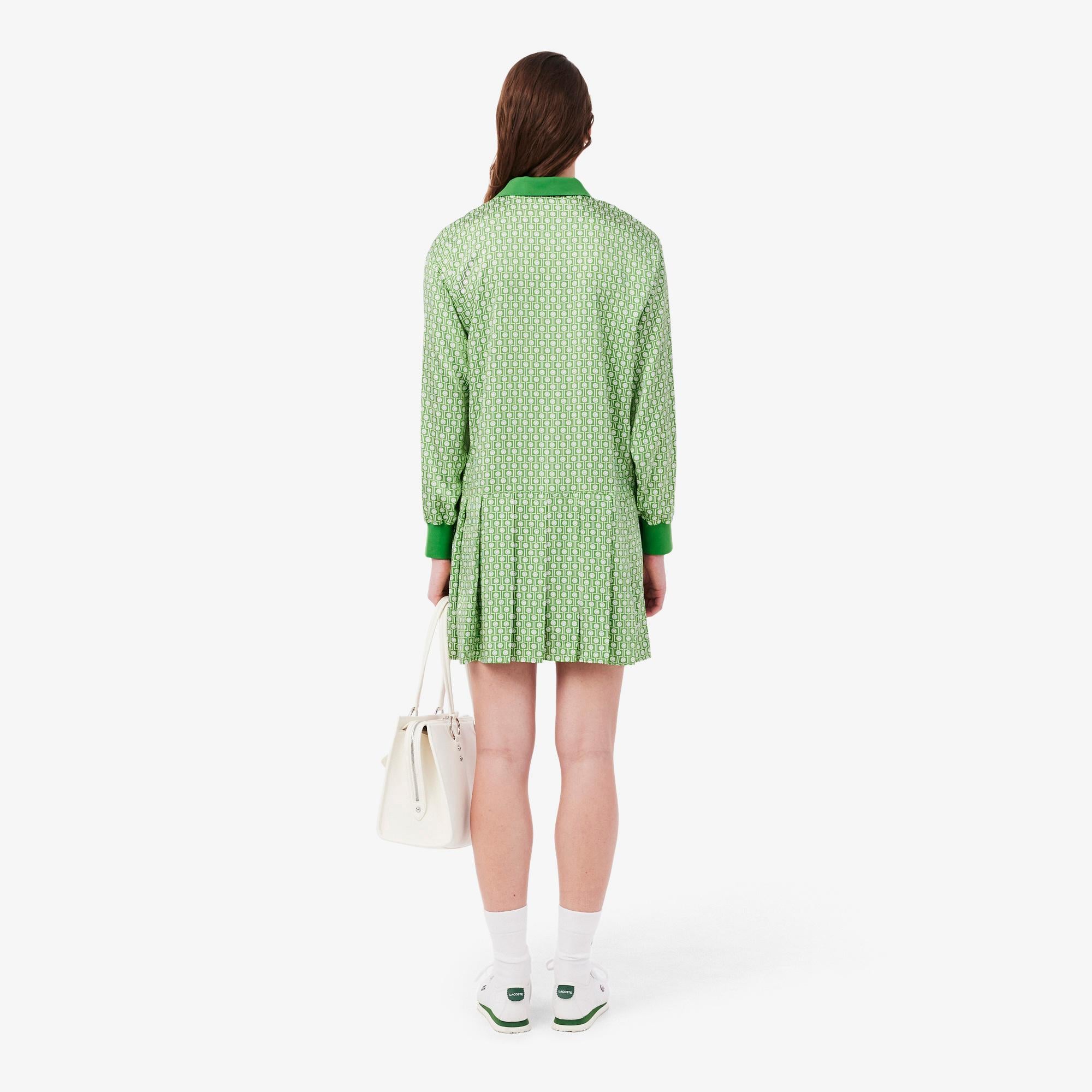 Lacoste Kadın Regular Fit Polo Yaka Yeşil Elbise