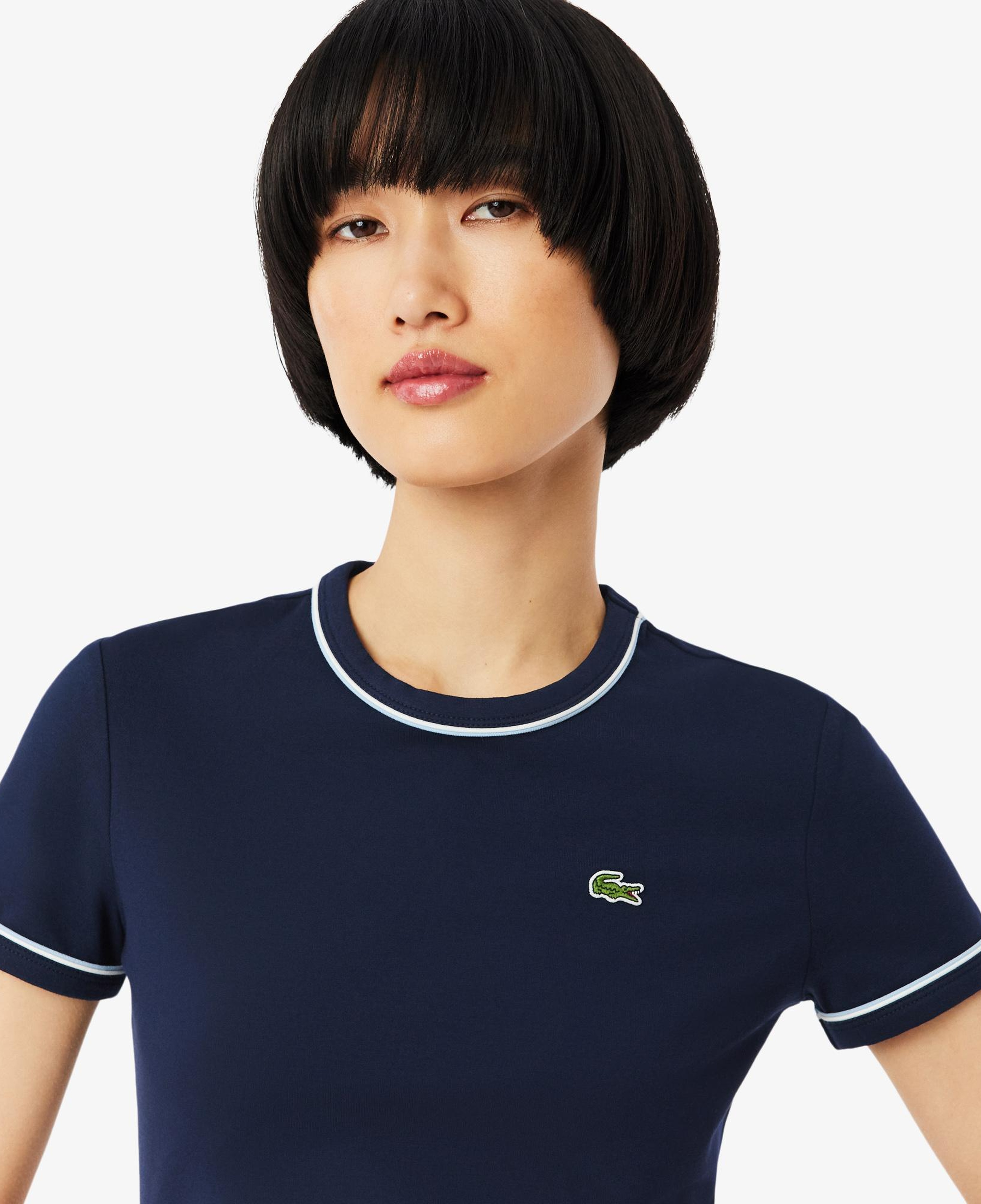 Lacoste Kadın Slim Fit Bisiklet Yaka Lacivert T-Shirt
