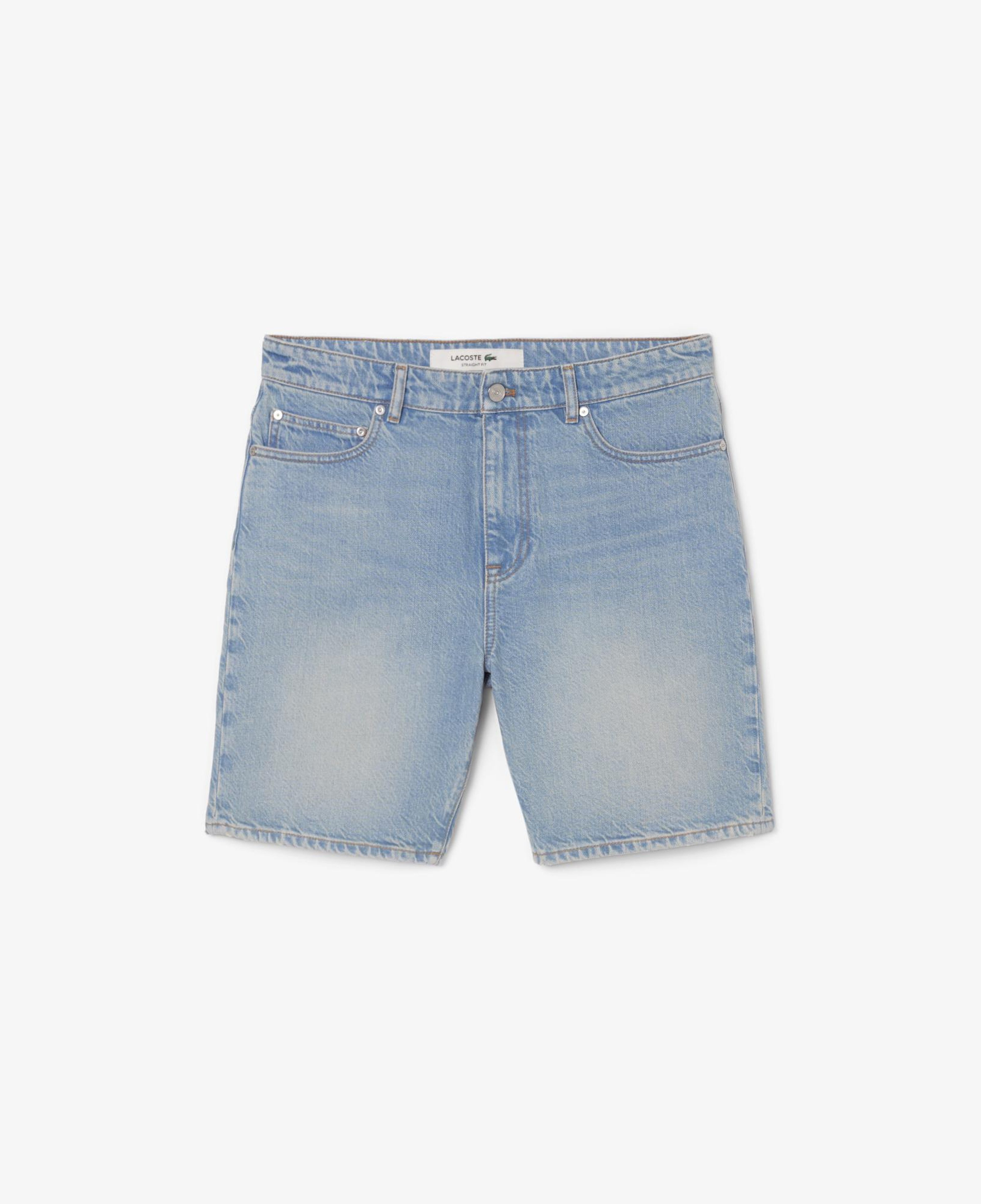 Erkek Straight Fit Denim Mavi Bermuda Şort