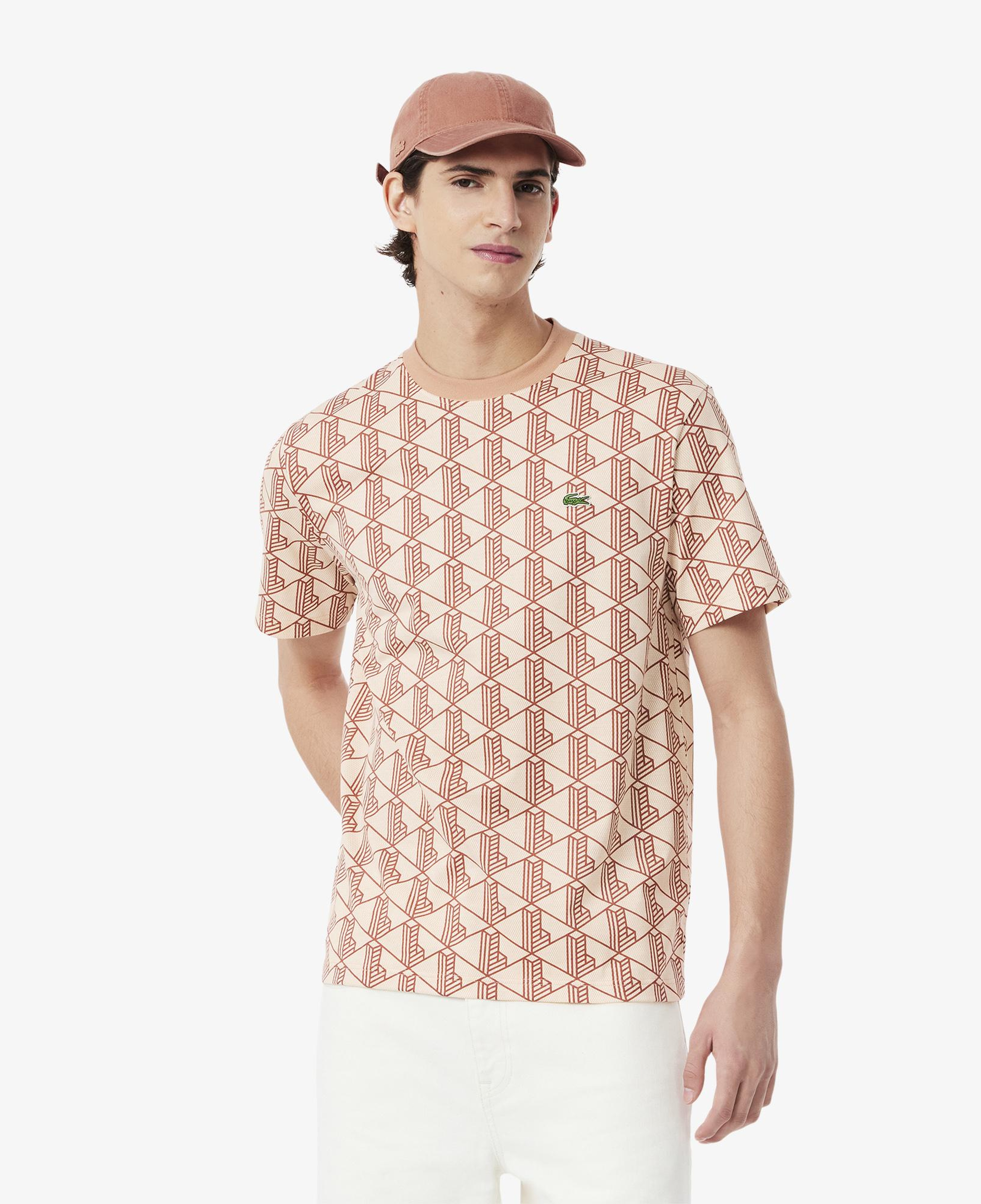 Lacoste Relaxed Fit Monogram Erkek Kahverengi T-Shirt