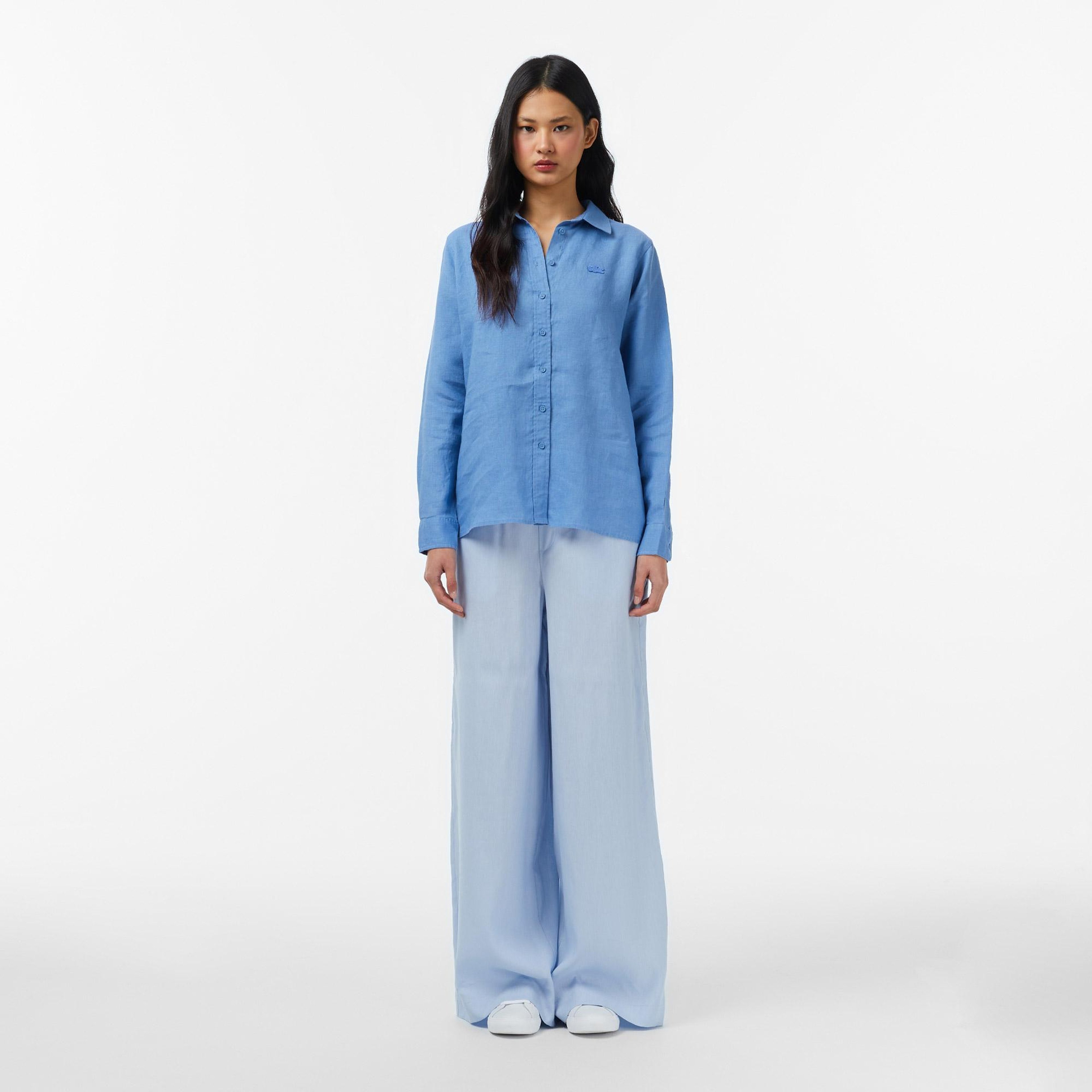Lacoste Kadın Relaxed Fit Mavi Gömlek