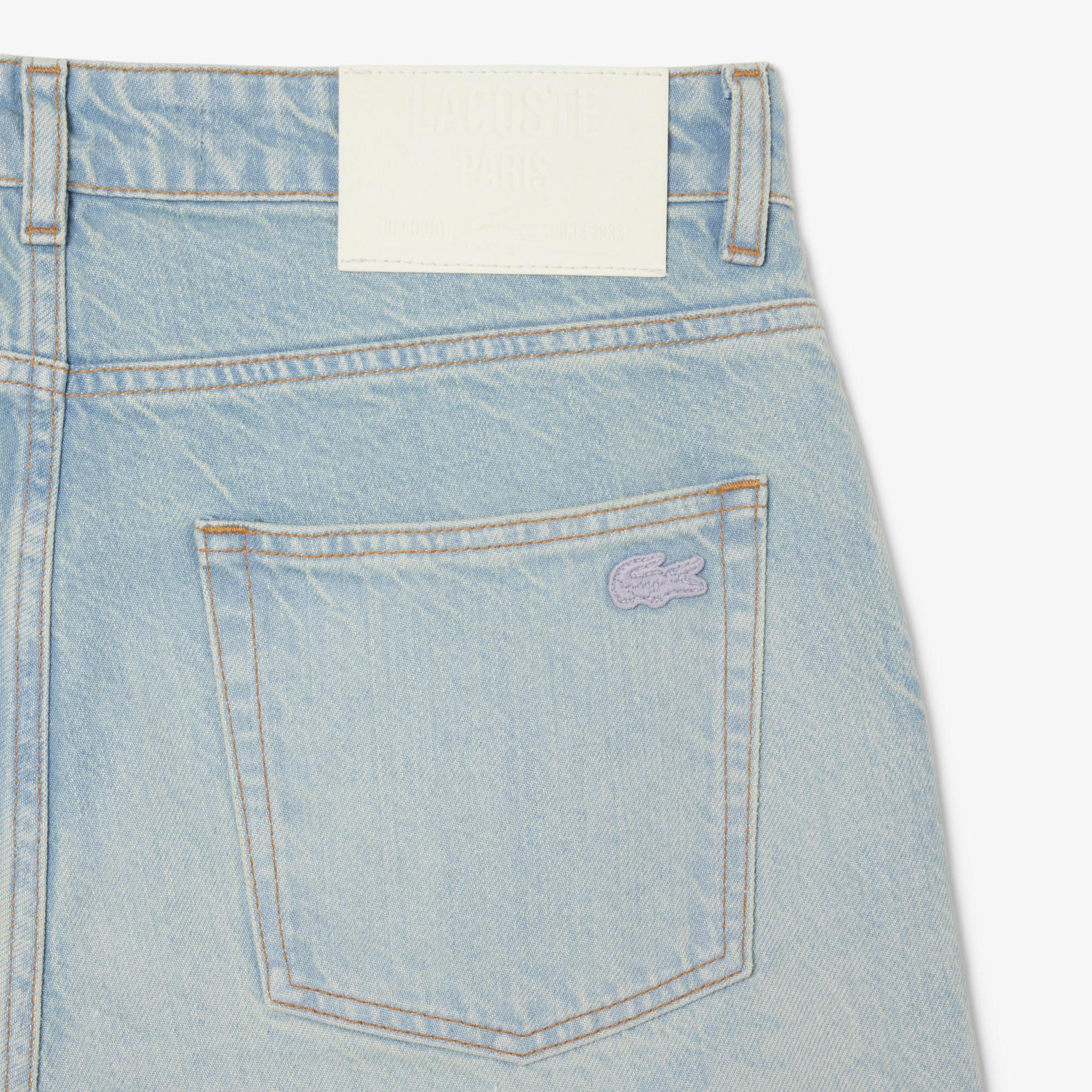 Lacoste Erkek Straight Fit Baskılı Mavi Jean Pantolon
