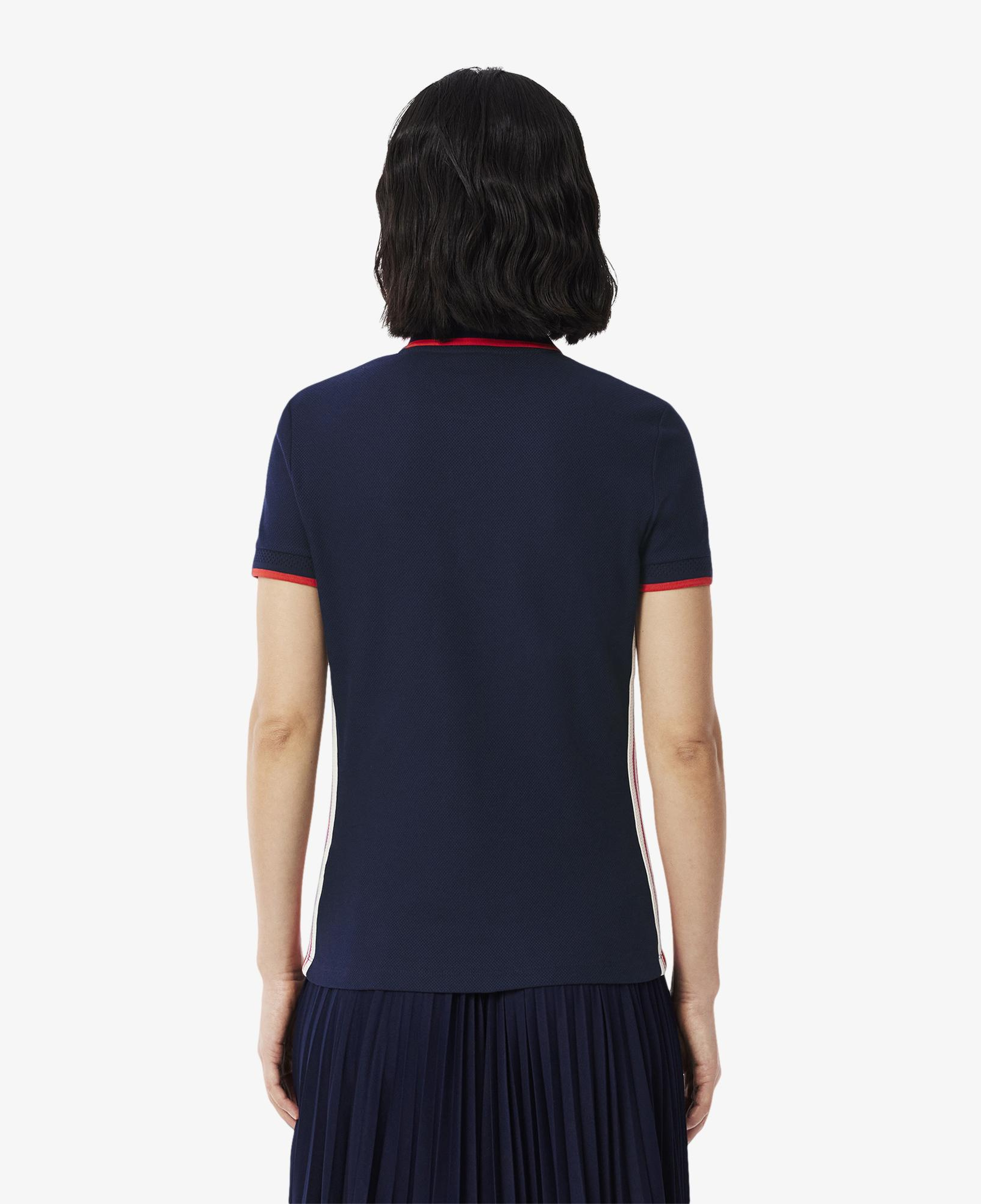 Kadın Slim Fit Renk Bloklu Lacivert Polo