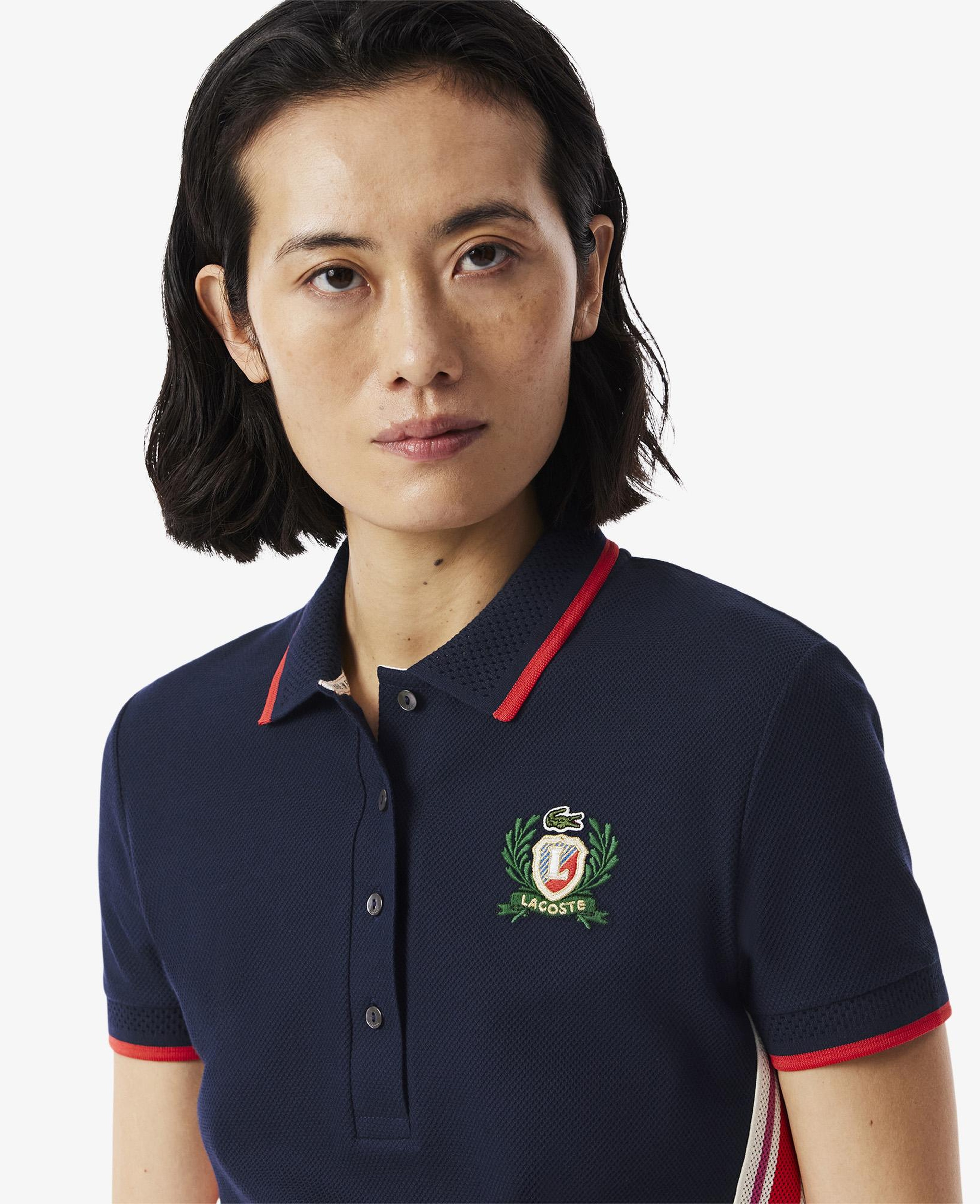 Kadın Slim Fit Renk Bloklu Lacivert Polo