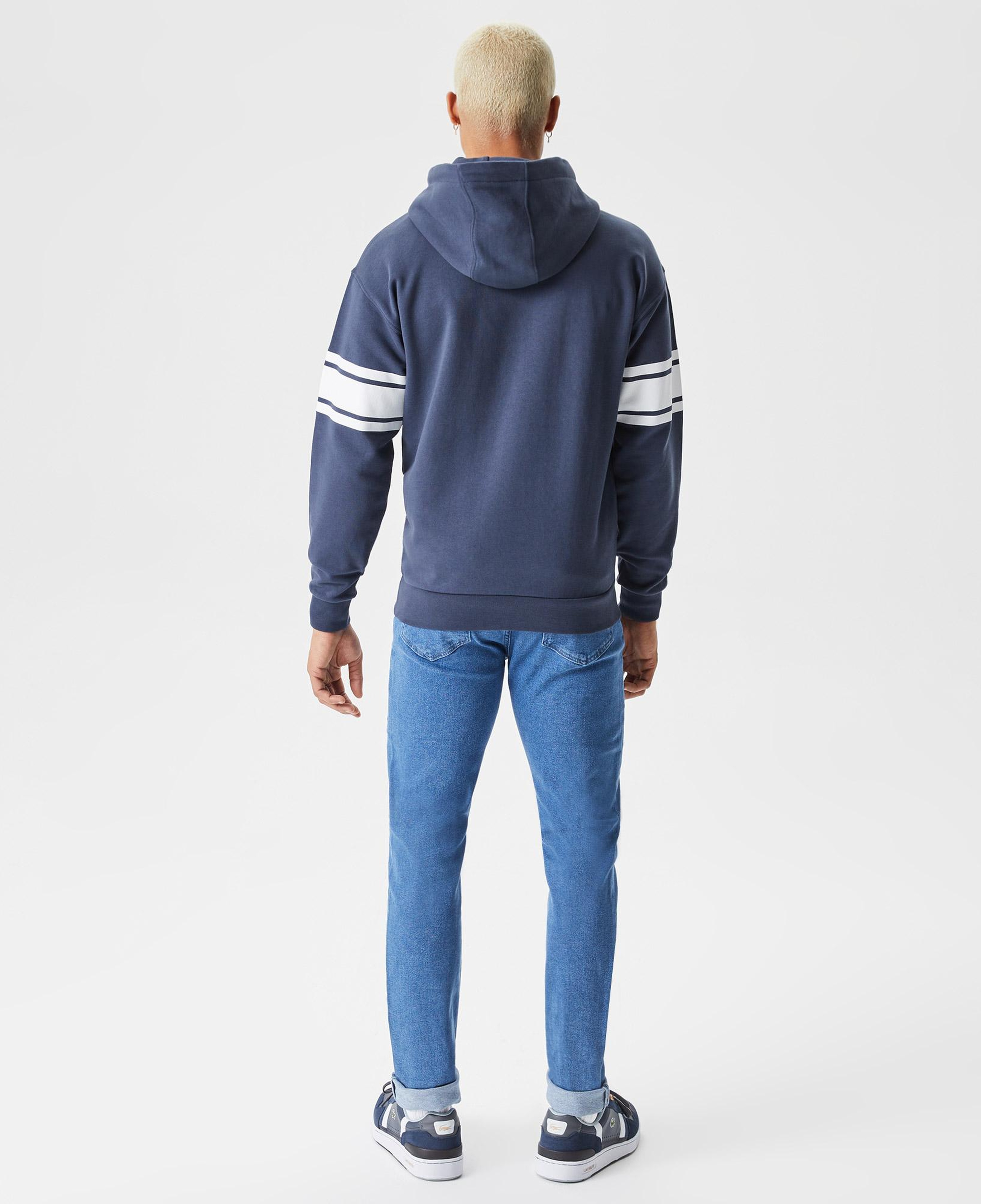 Erkek Relaxed Fit Kapüşonlu Baskılı Lacivert Sweatshirt
