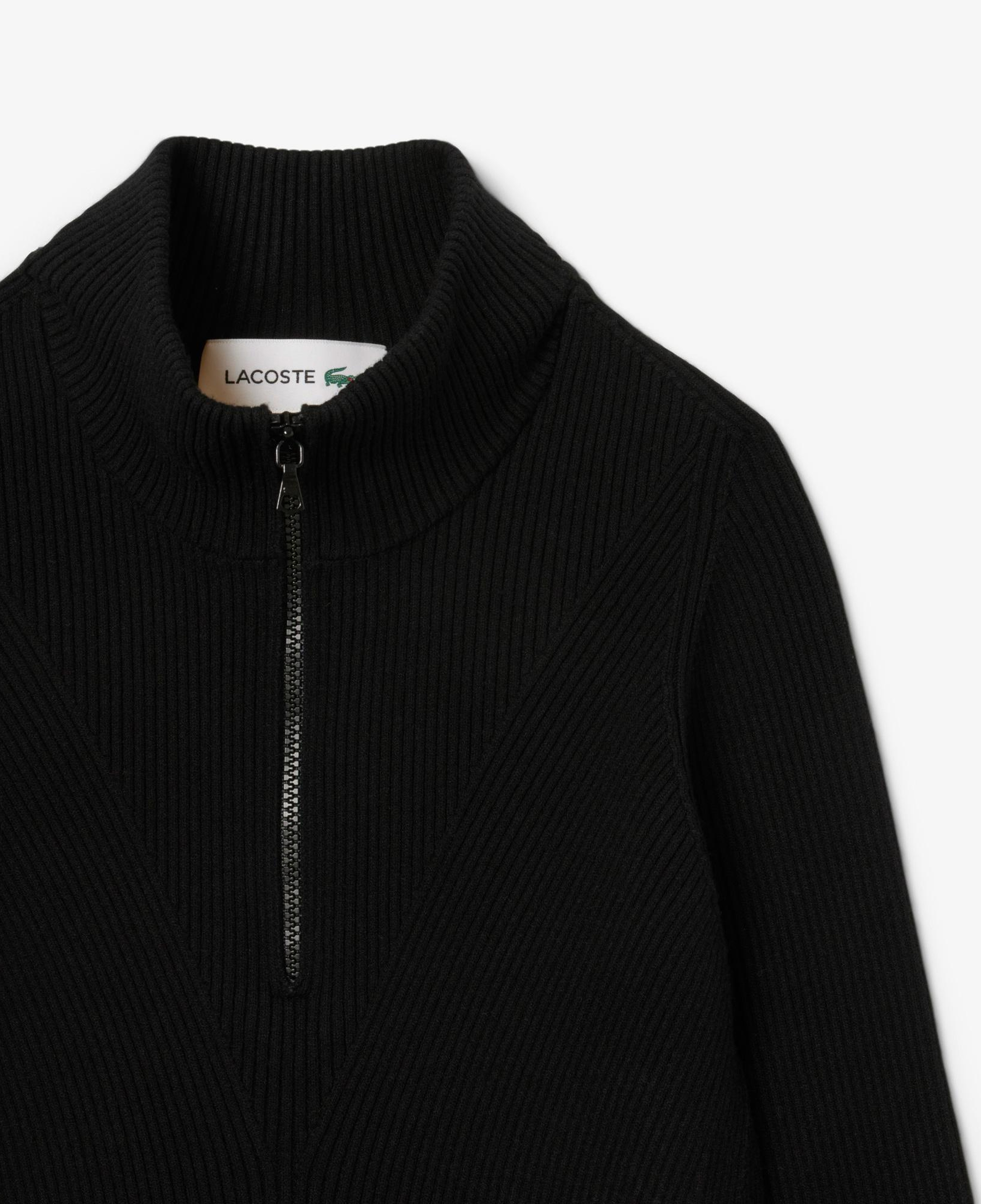 Lacoste High Neck 3D Ribbed Erkek Siyah Süveter
