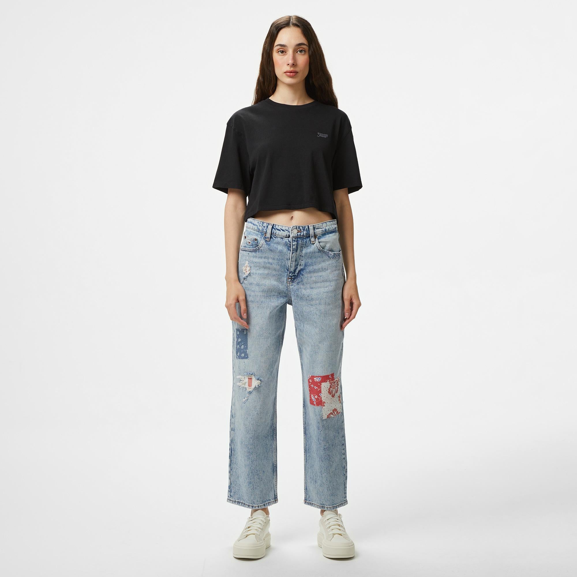 Tommy Hilfiger Patchwork Kadın Mavi Pantolon