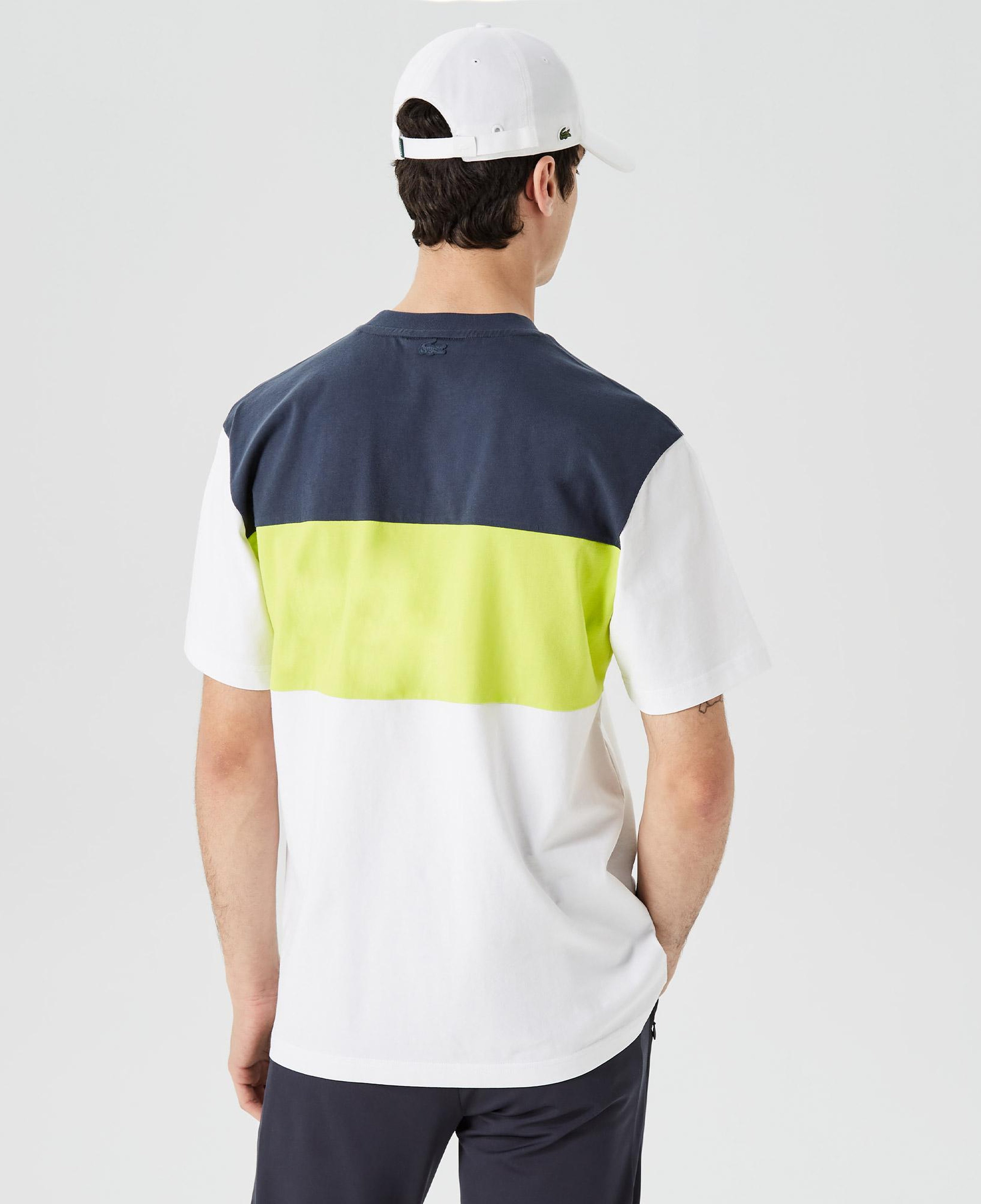 Erkek Relaxed Fit Bisiklet Yaka Renk Bloklu Beyaz T-Shirt