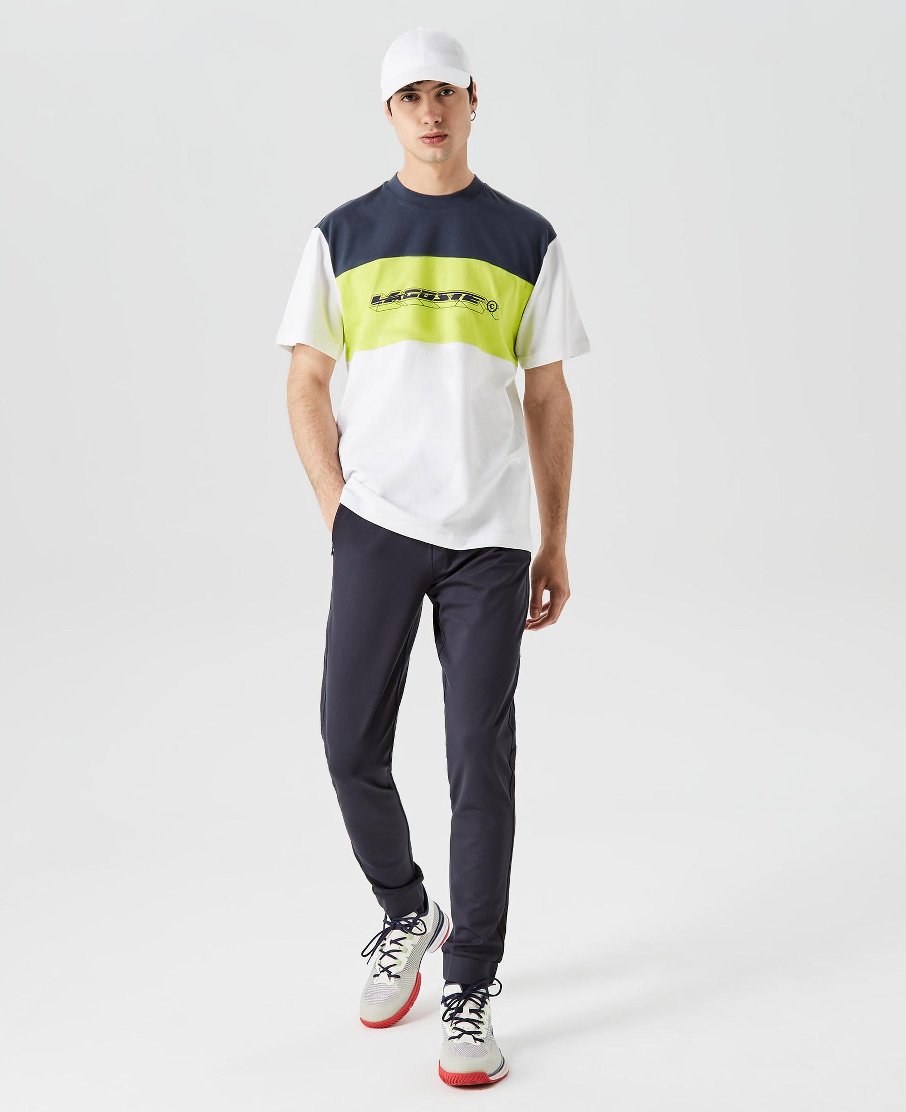 Erkek Relaxed Fit Bisiklet Yaka Renk Bloklu Beyaz T-Shirt