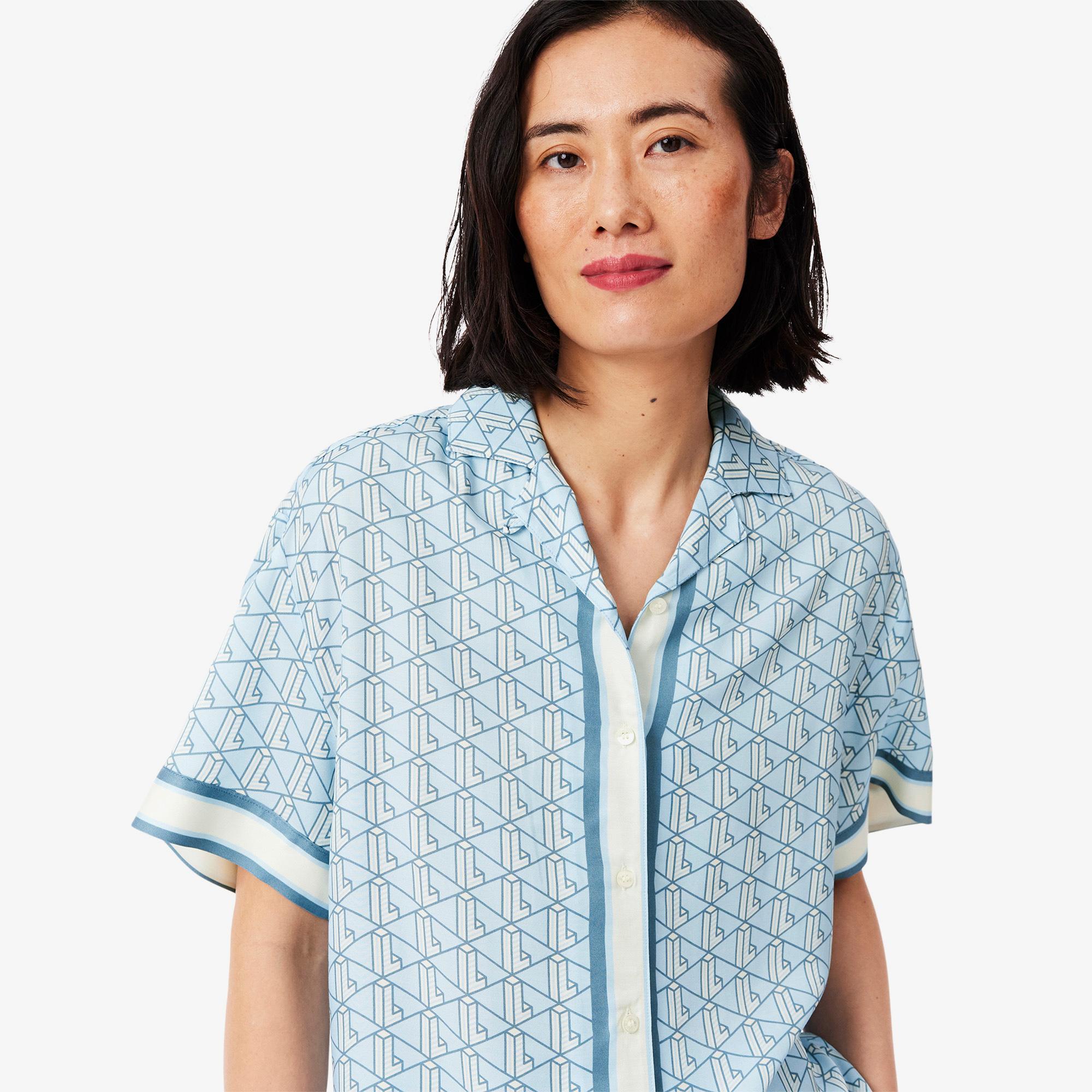Lacoste Monogram Kadın Mavi Gömlek