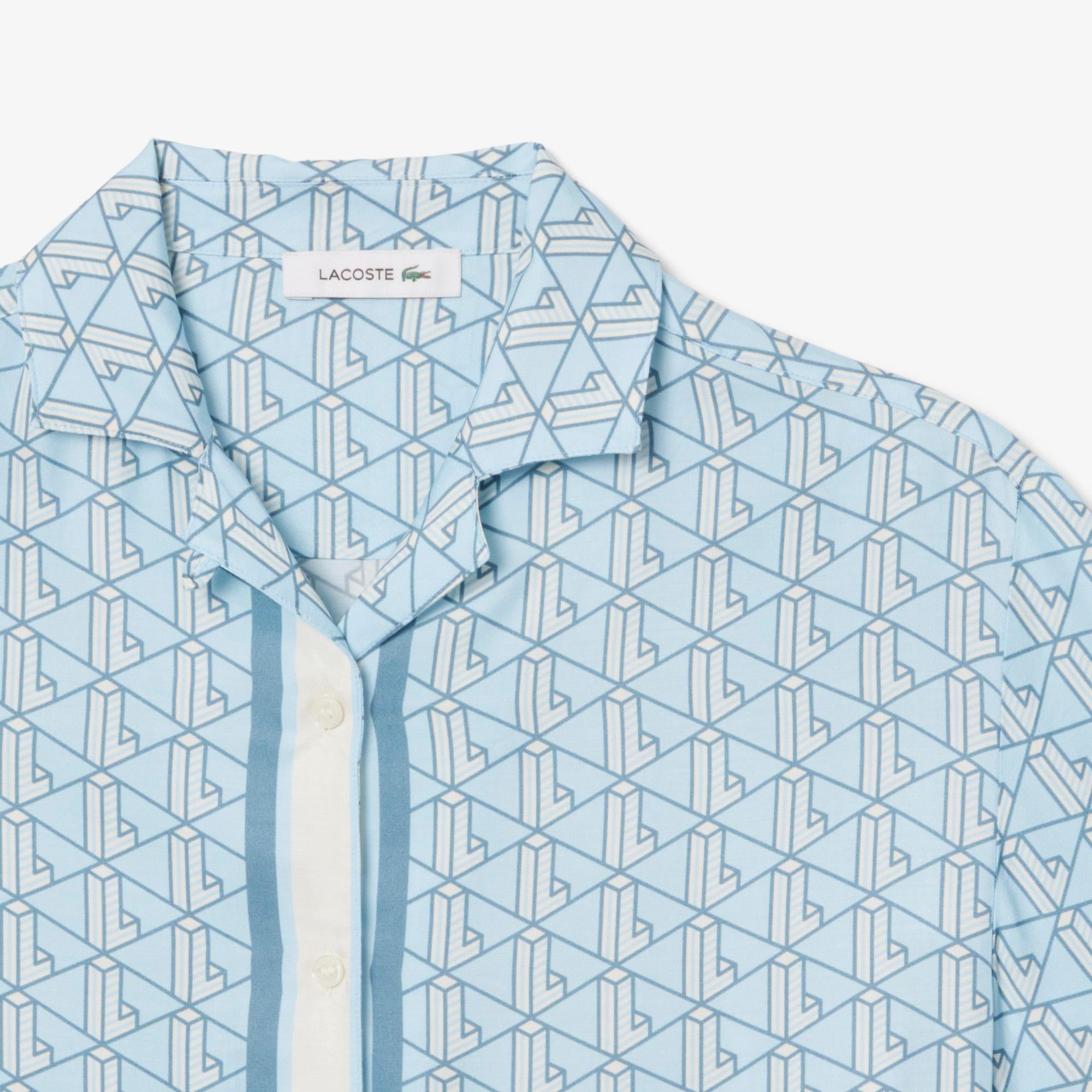 Lacoste Monogram Kadın Mavi Gömlek