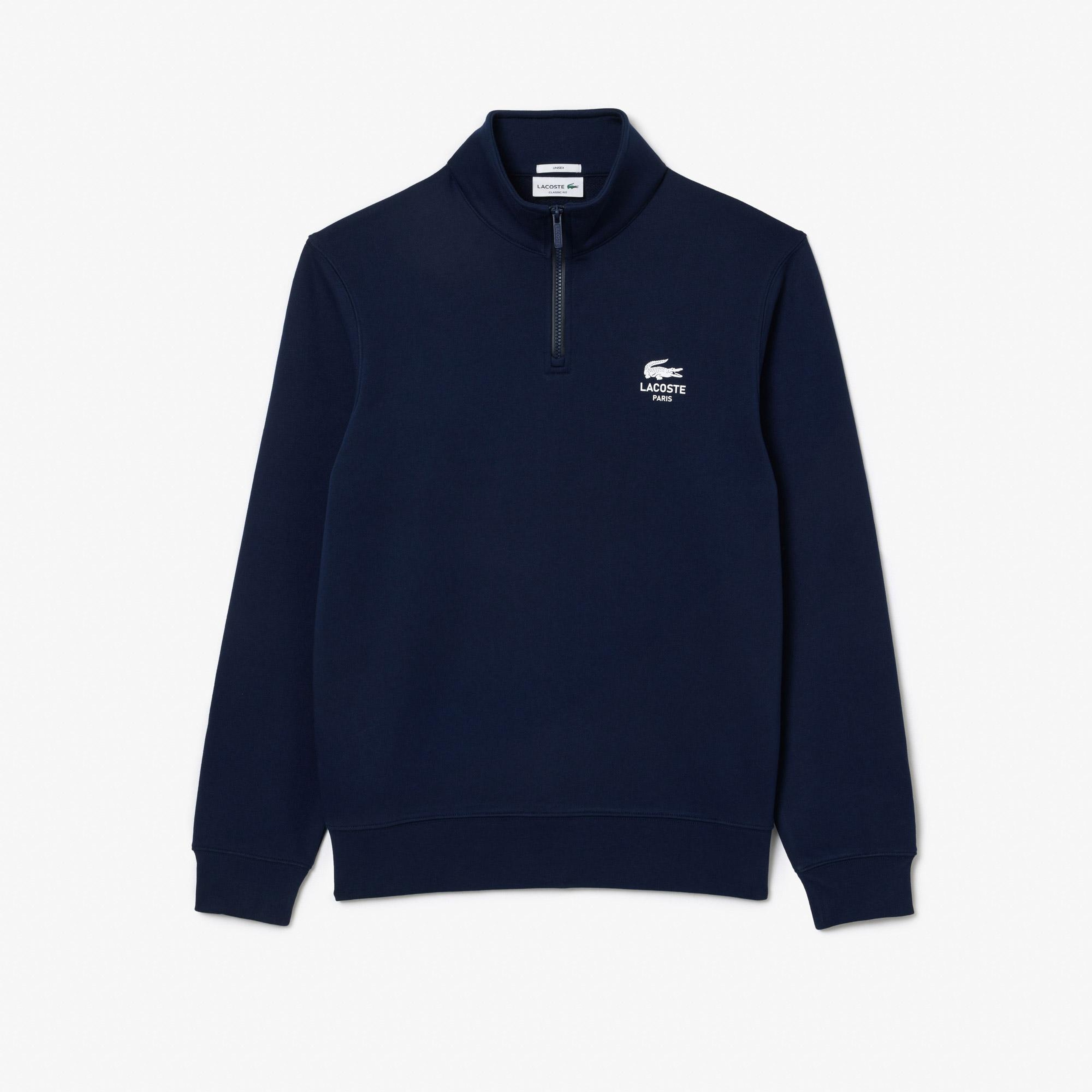 High Neck Zip-Up Print Sweatshirt