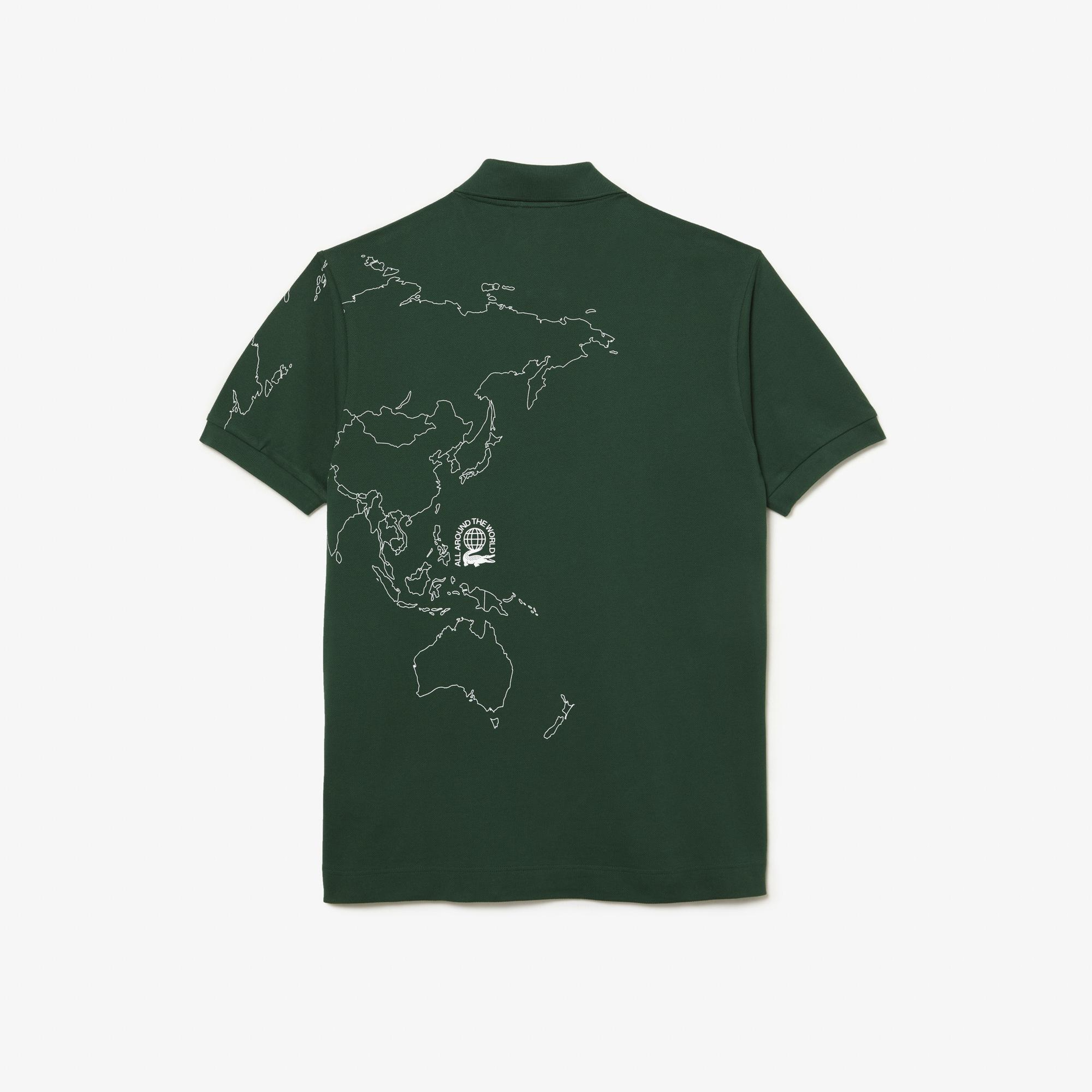 Erkek Classic Fit Baskılı Yeşil Polo