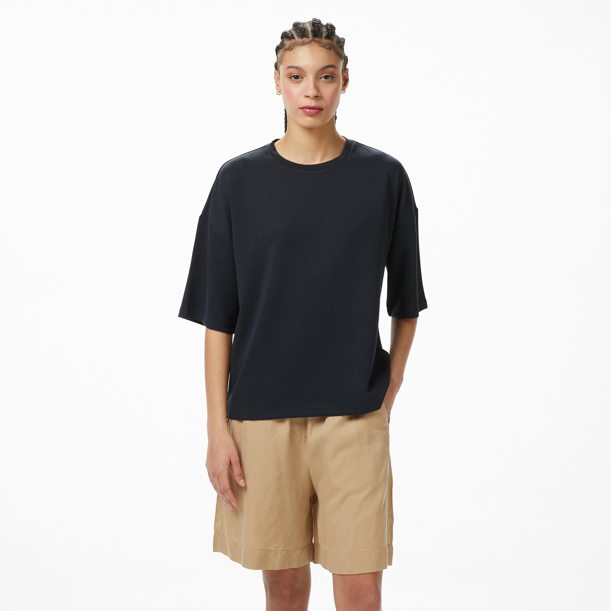 Nautica Kadın Siyah Oversize Fit T-Shirt