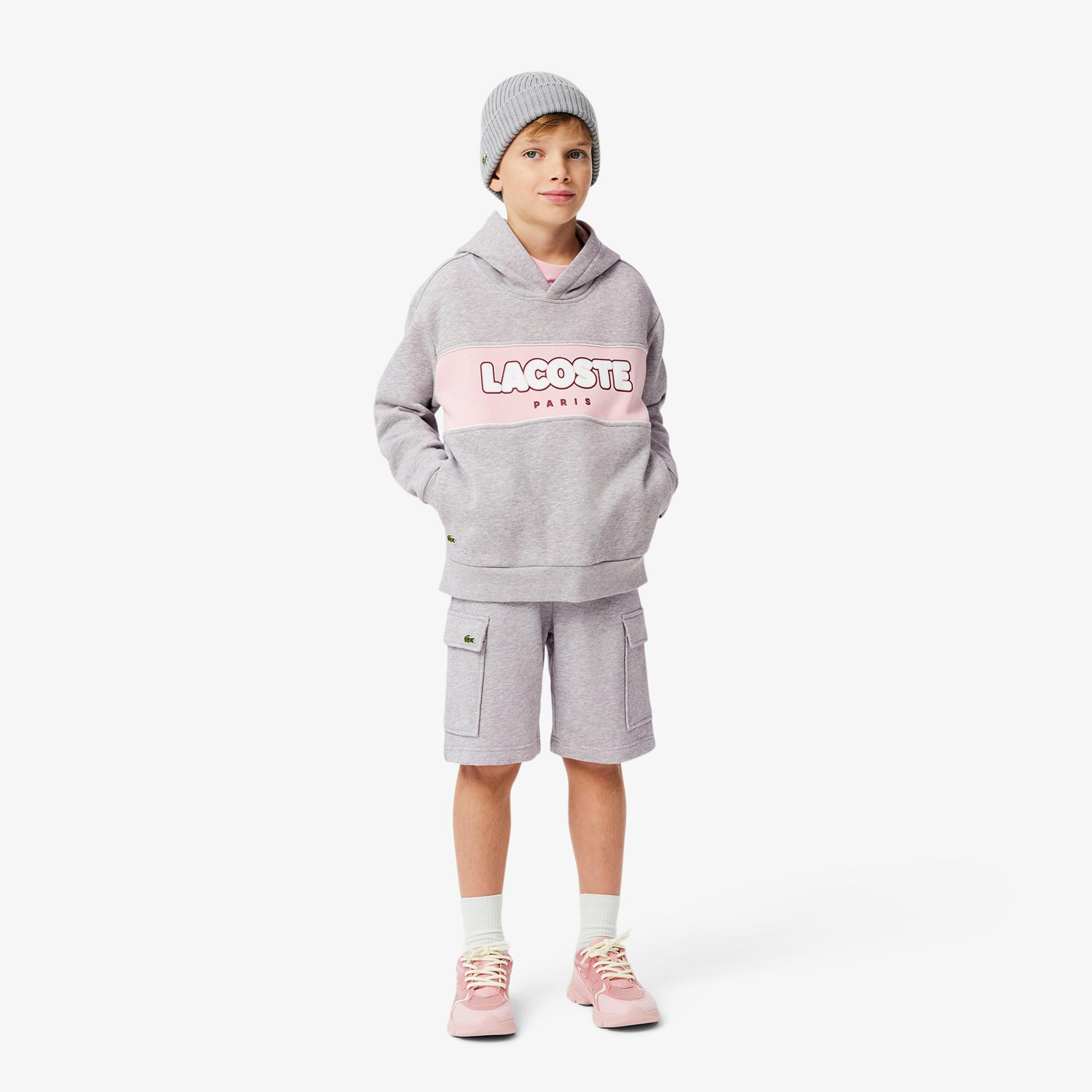 Lacoste Cotton Fleece Cargo Çocuk Gri Şort