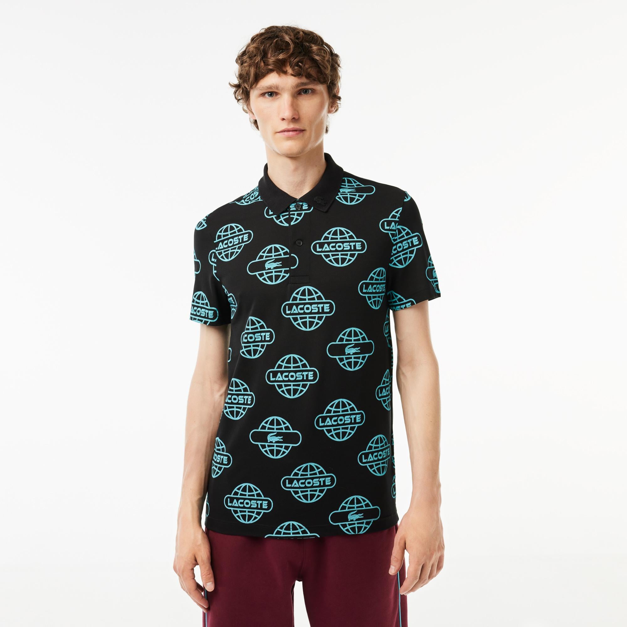 Lacoste Movement Erkek Regular Fit Organik Pamuk Baskılı Siyah Polo