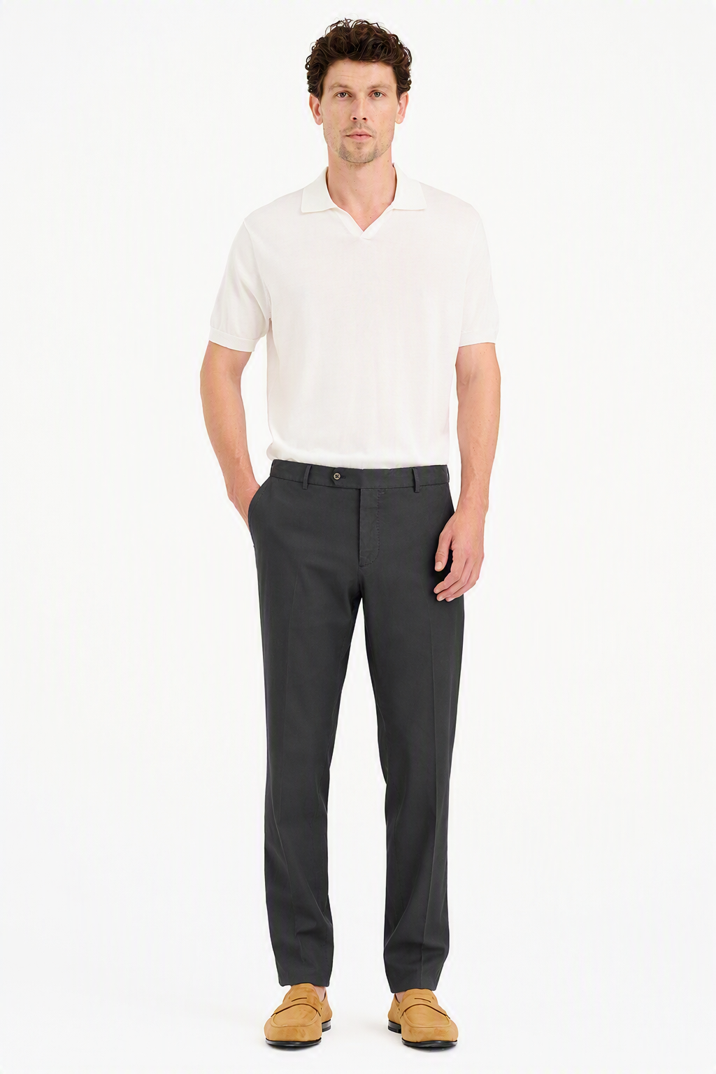 Erkek Siyah Slim Fit Elastik Bel Lyocell Jogger Pantolon
