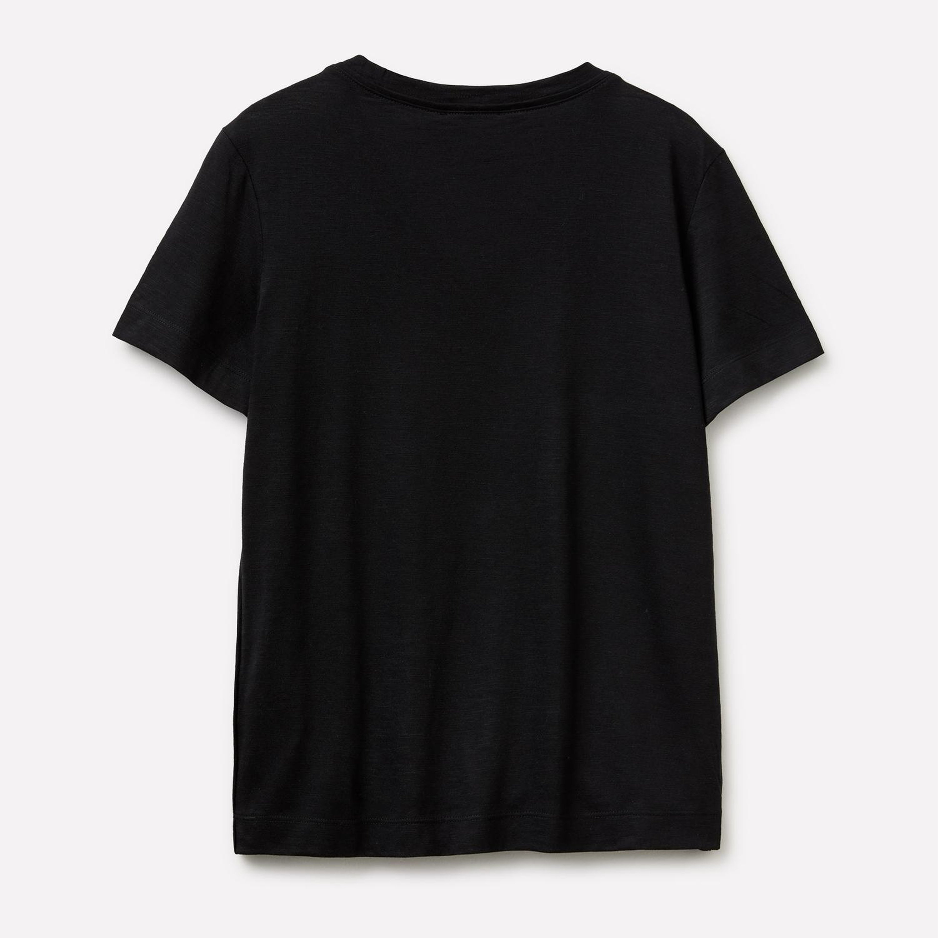 Kadın Siyah Pamuk ve Modal Karışımlı V Yaka T-Shirt
