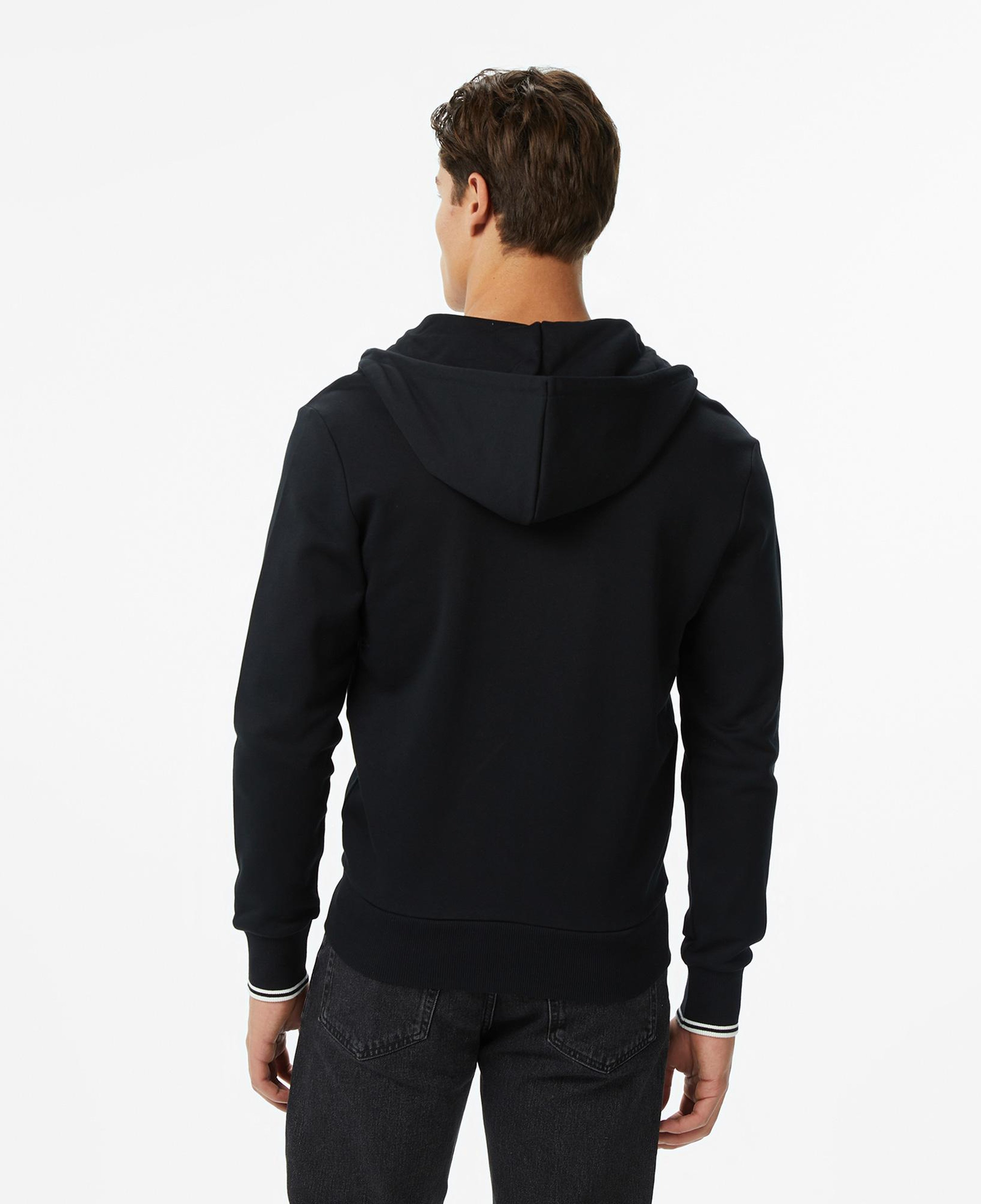 Fred Perry Hooded Zip Through Erkek Siyah Sweatshirt