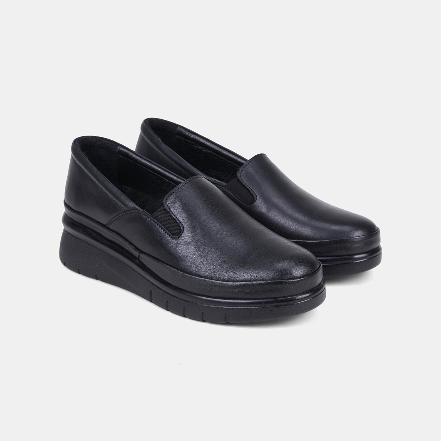 Kadın Siyah DesaComfort Slip-On Deri Günlük Ayakkabı