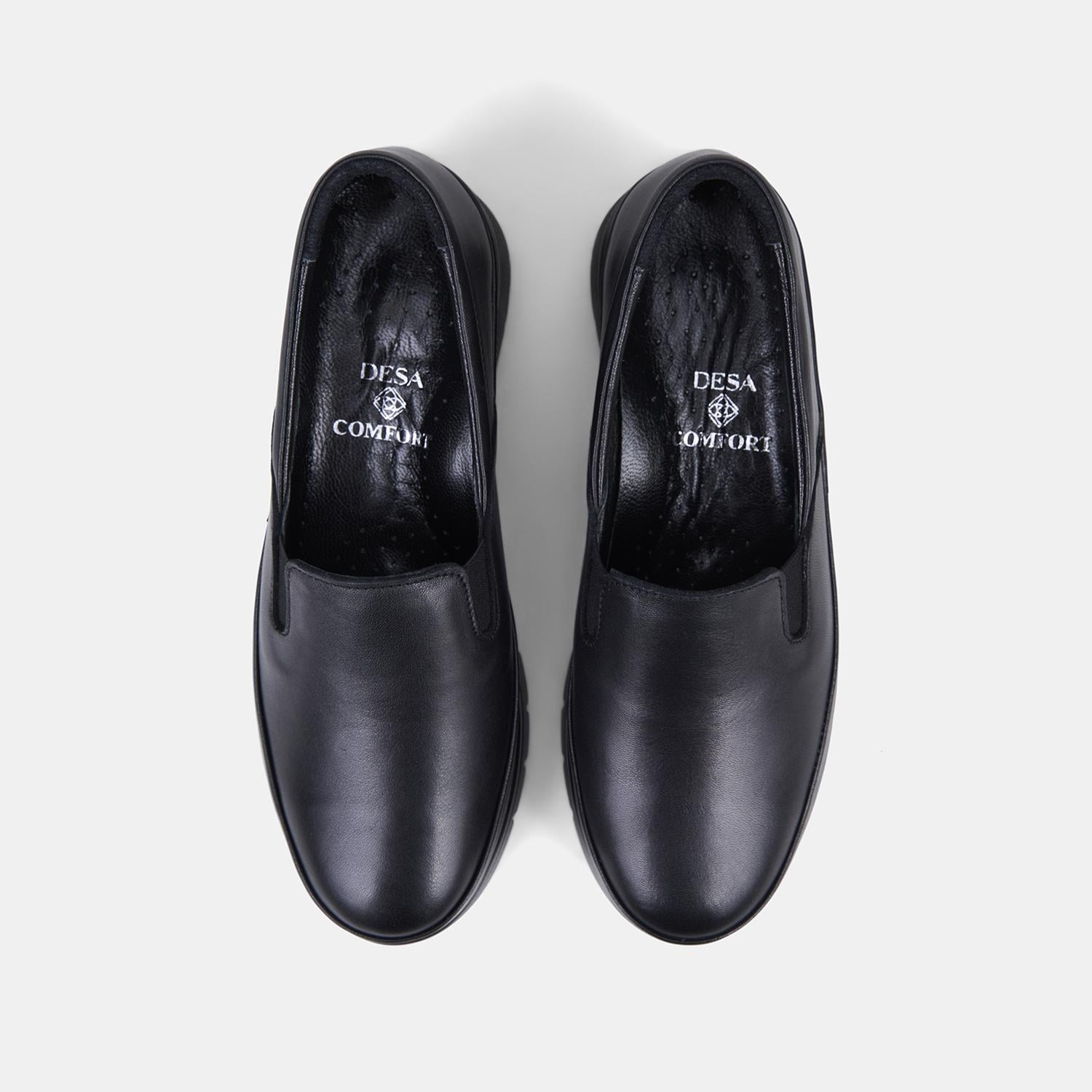 Kadın Siyah DesaComfort Slip-On Deri Günlük Ayakkabı