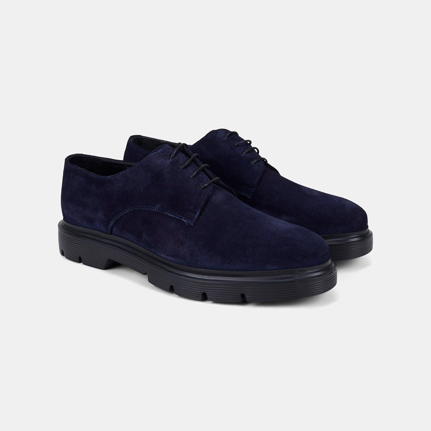 Erkek Lacivert Bağcıklı Kalın Tabanlı Süet Klasik Ayakkabı