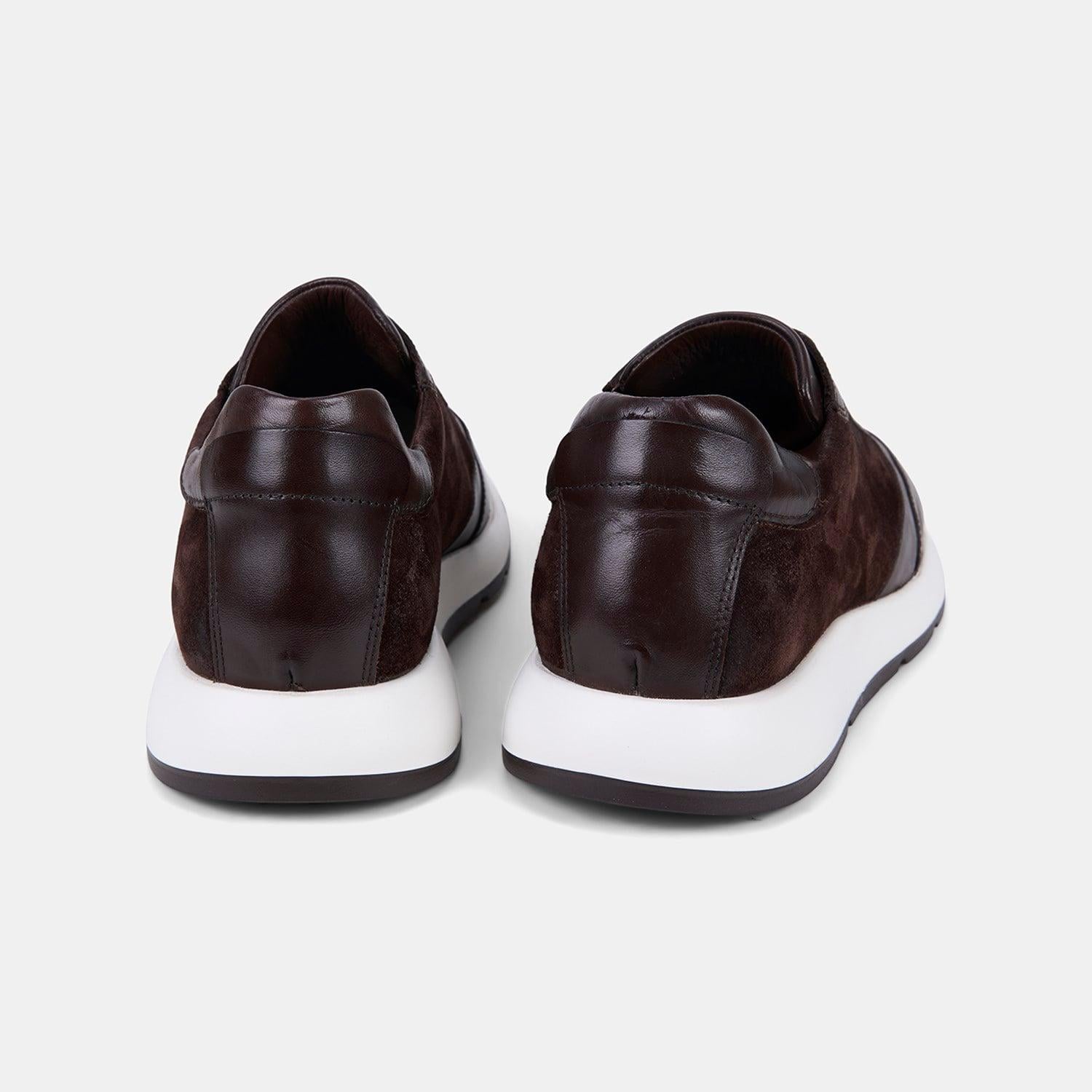 Erkek Acı Kahve Bağcıklı Süet Detaylı Deri Sneaker