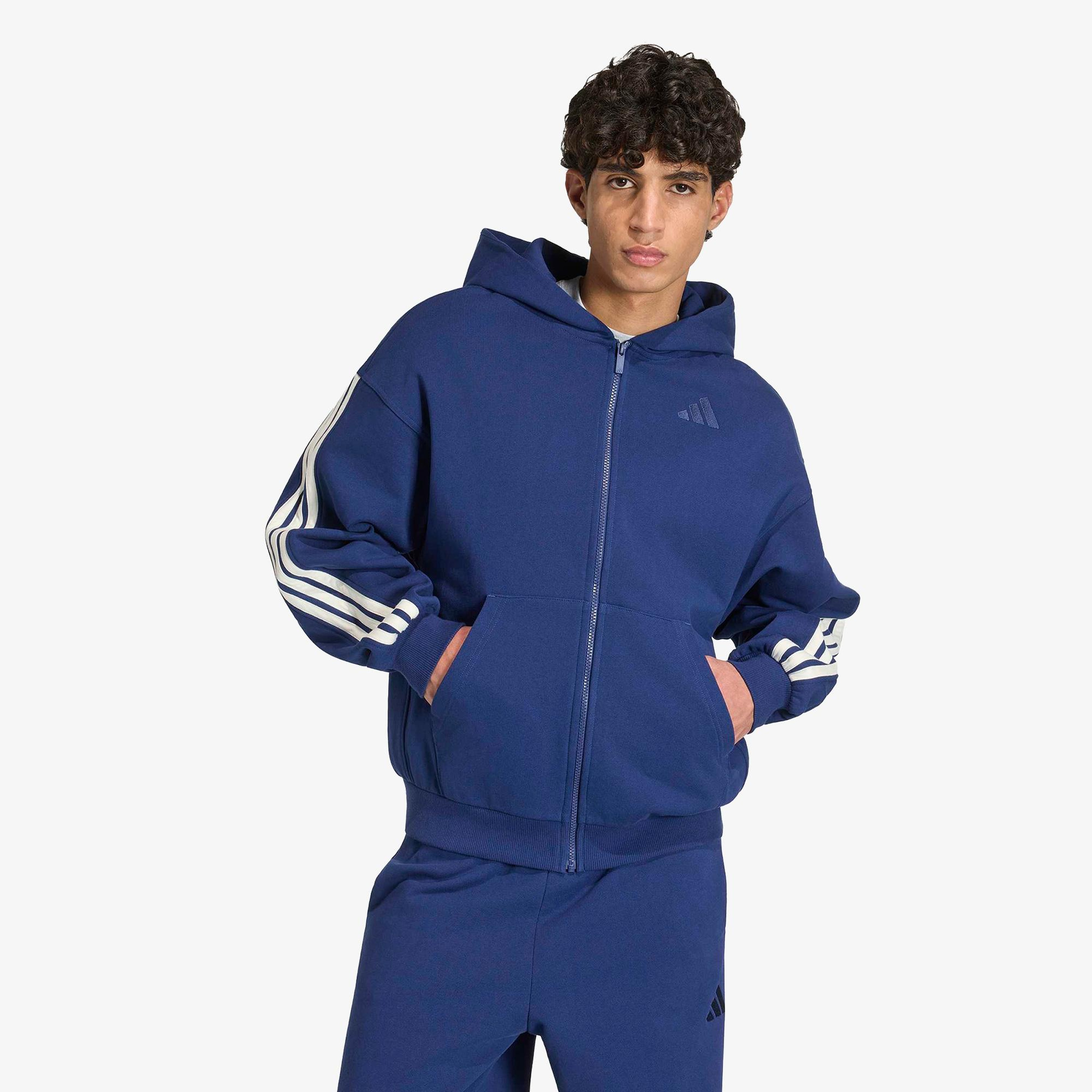 adidas M AK 3S FZ Erkek Lacivert Sweatshirt