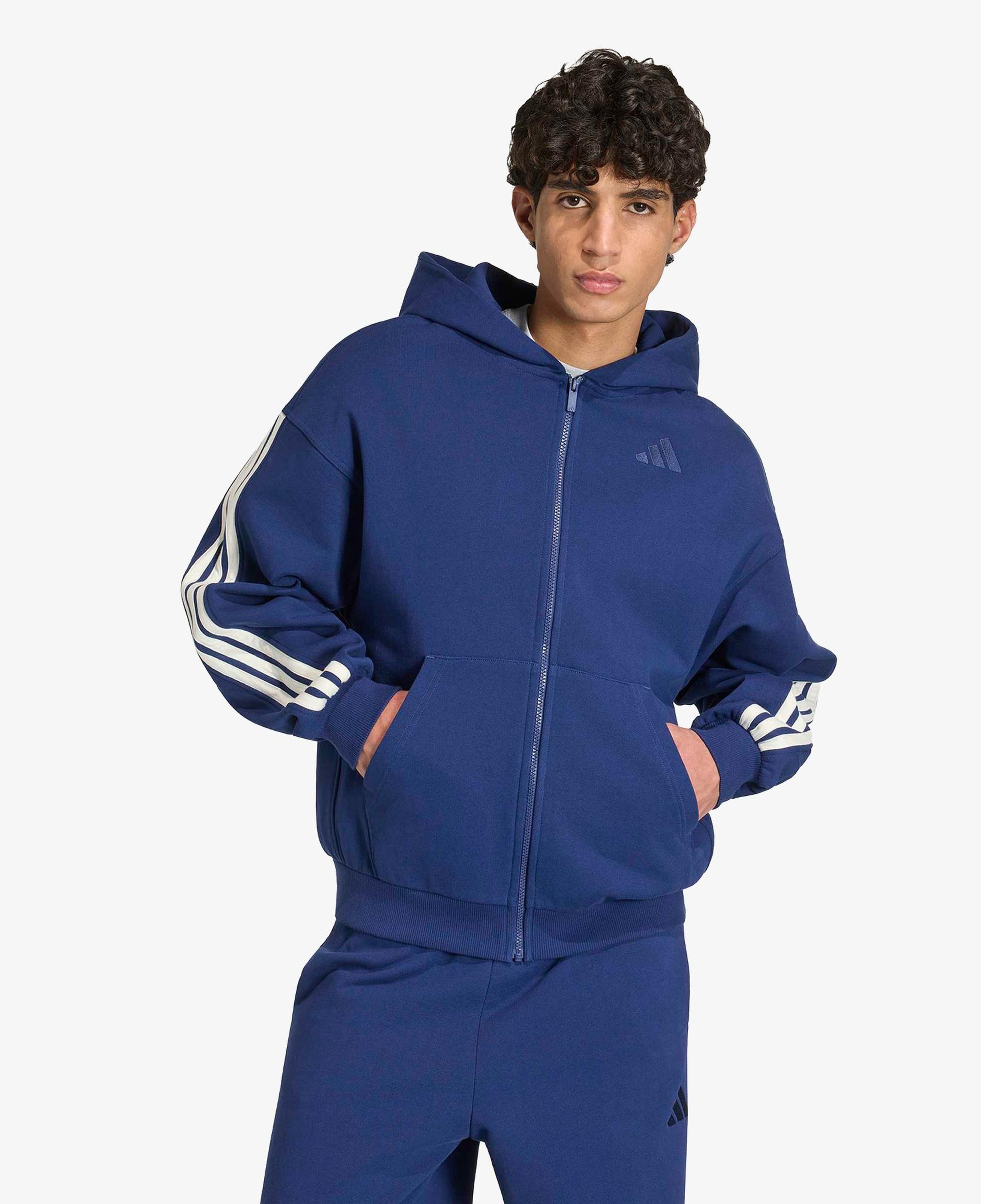 adidas M AK 3S FZ Erkek Lacivert Sweatshirt