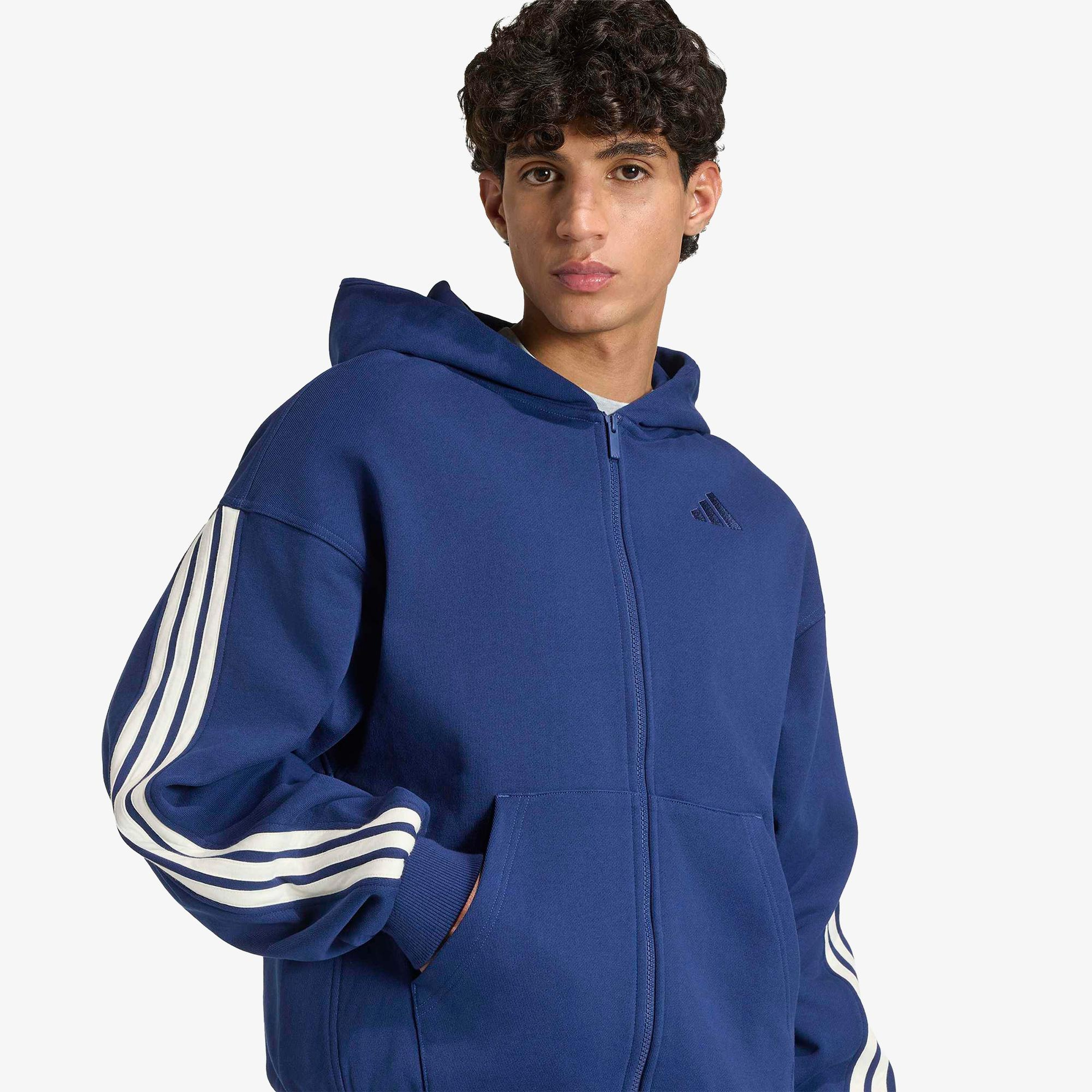 adidas M AK 3S FZ Erkek Lacivert Sweatshirt